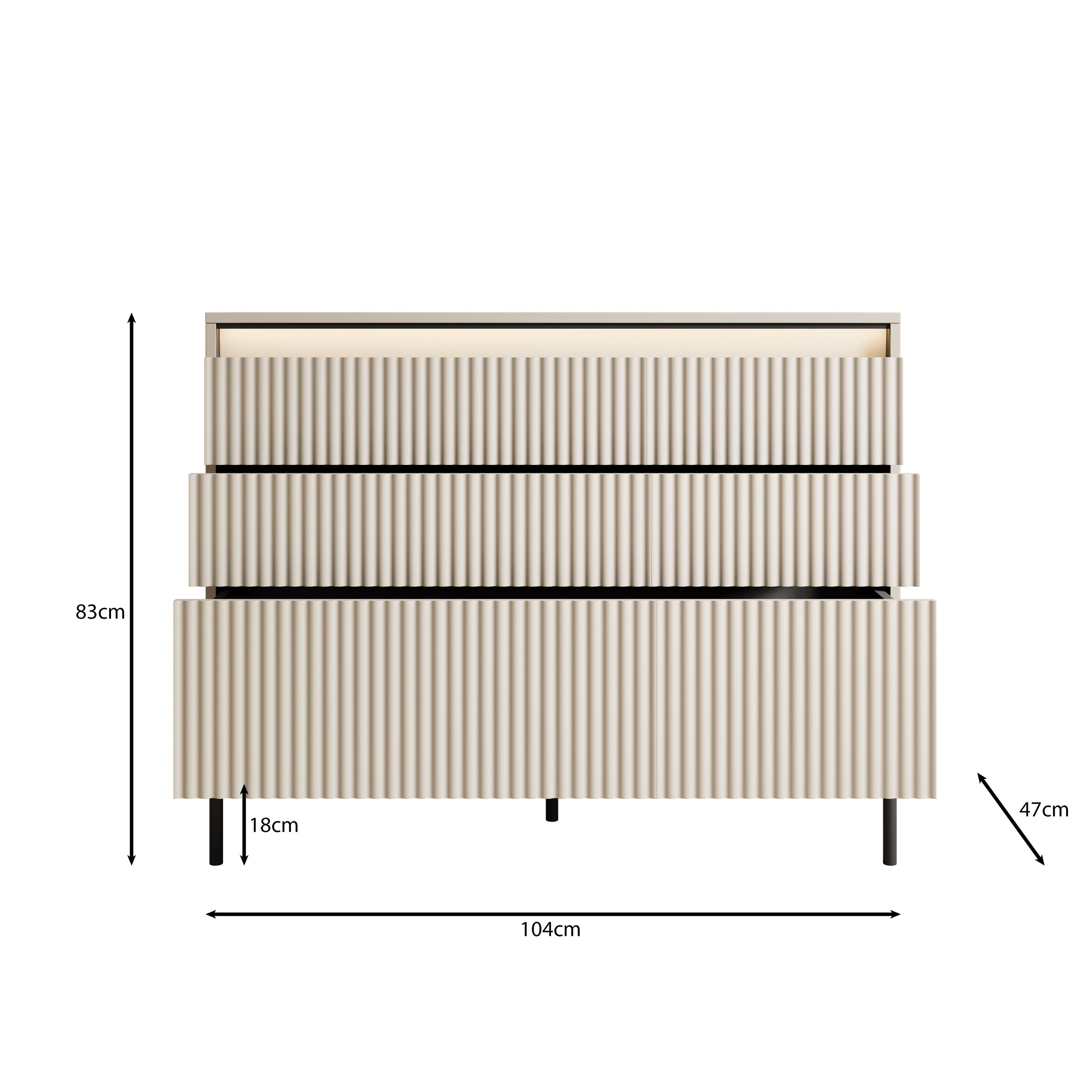 Timoteo - Ladekast - Beige - 104x47x83 cm