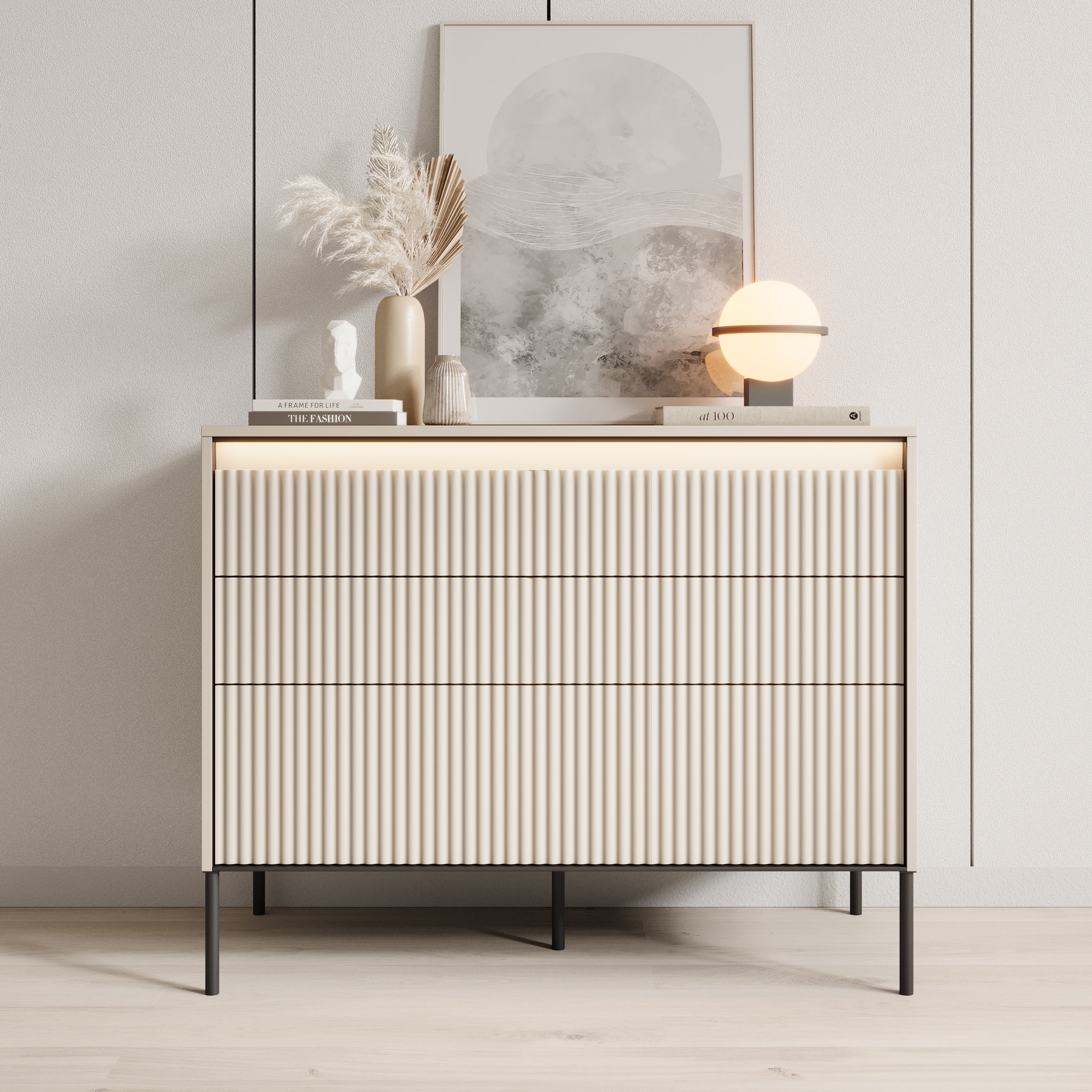 Timoteo - Ladekast - Beige - 104x47x83 cm