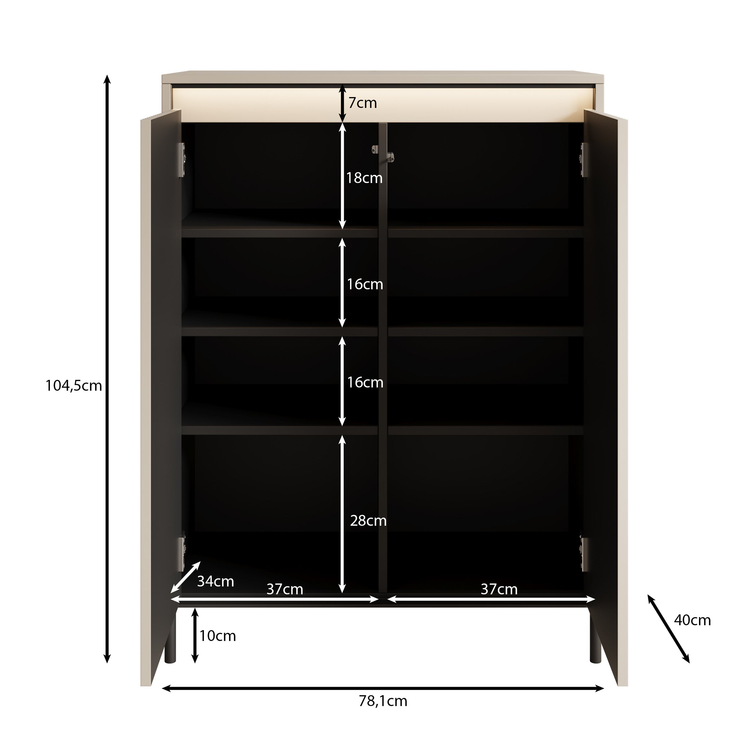 Timoteo  - Schoenenkast - Beige - 78x40x105 cm