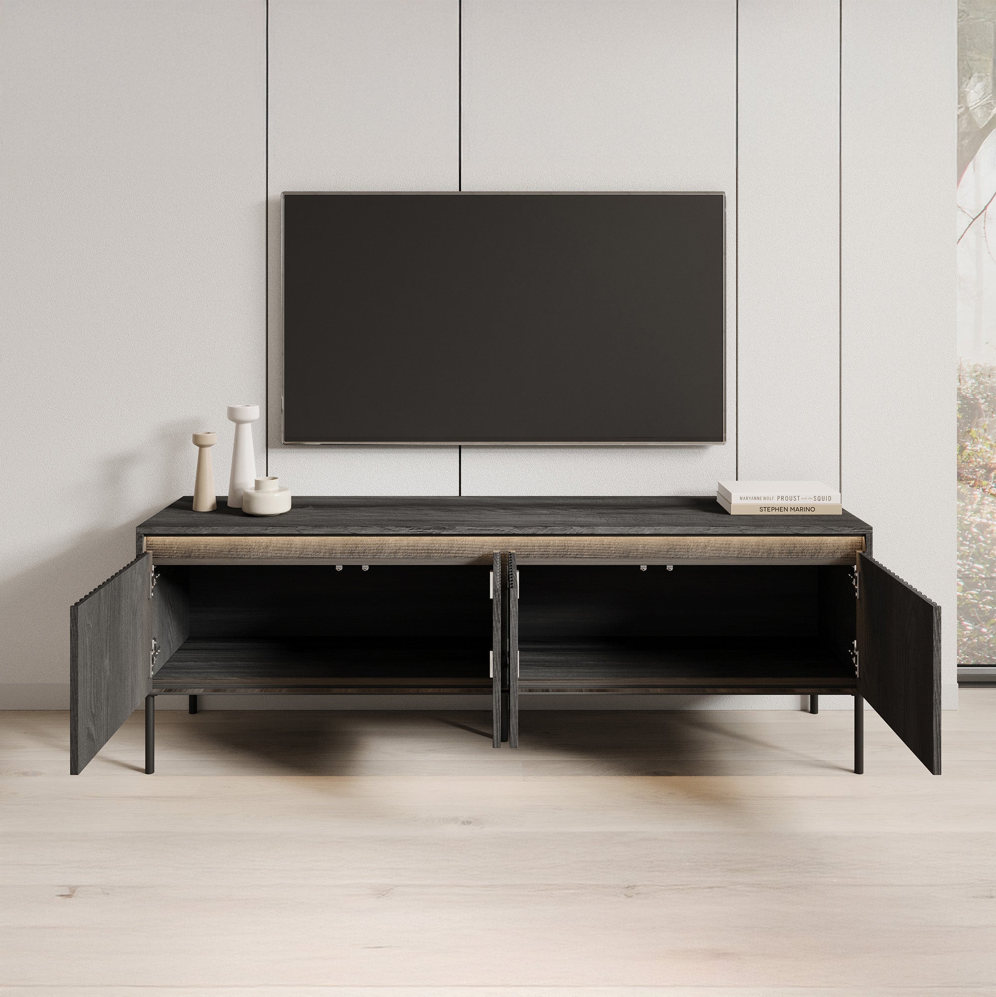 Timoteo - TV-Meubel - Mat zwart  - 167x40x56 cm