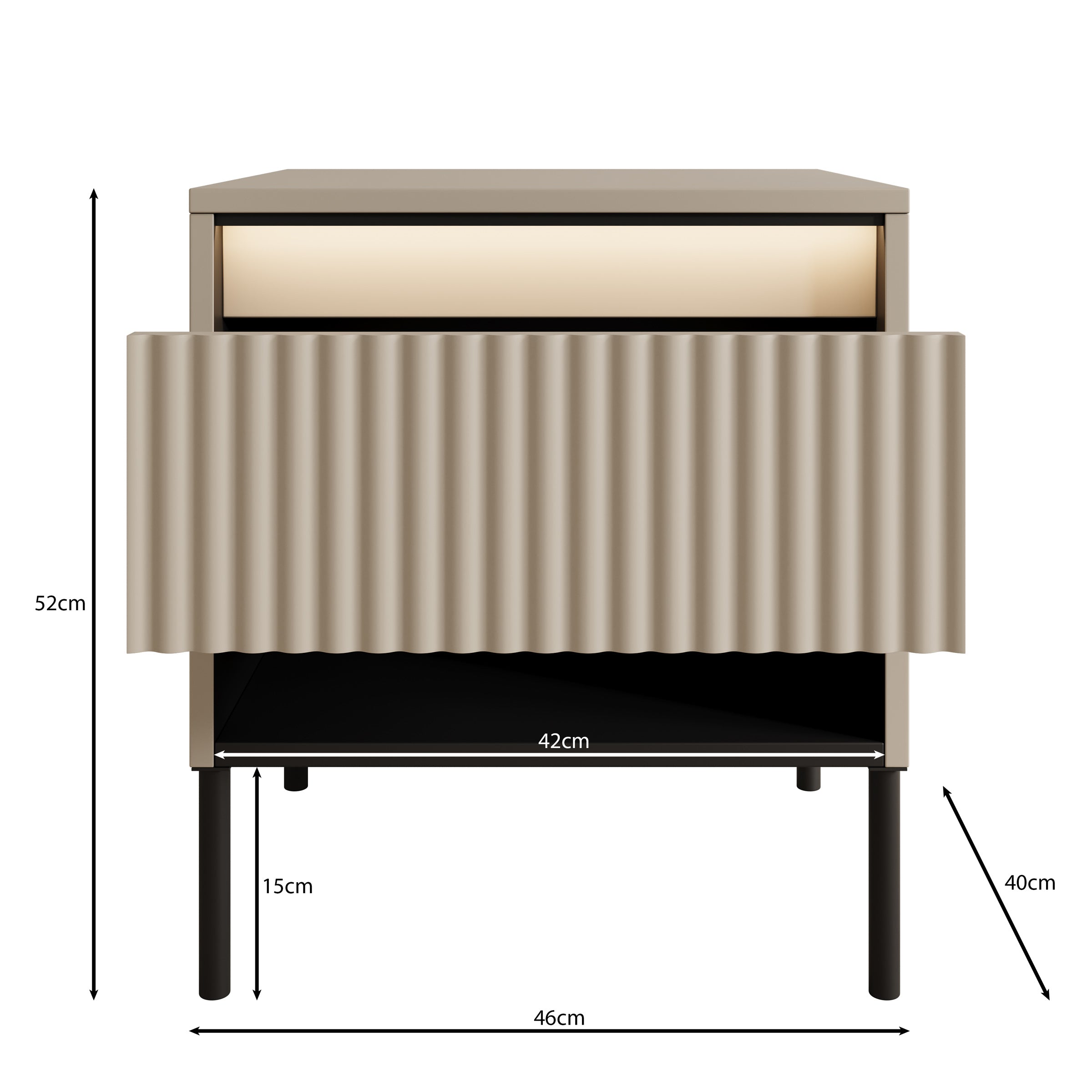Timoteo 2 - Nachtkastje - Beige - 46x40x52 cm