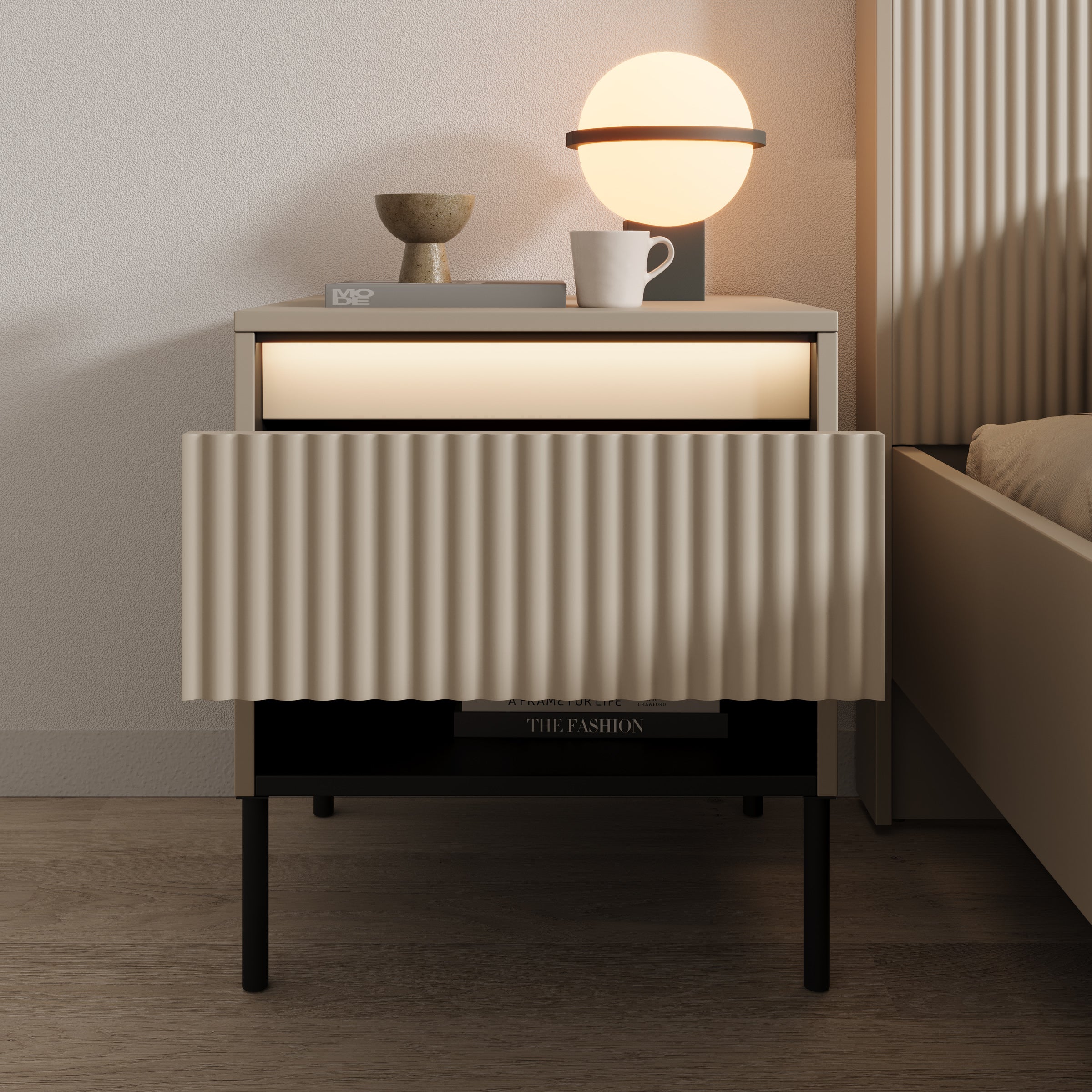 Timoteo 2 - Nachtkastje - Beige - 46x40x52 cm