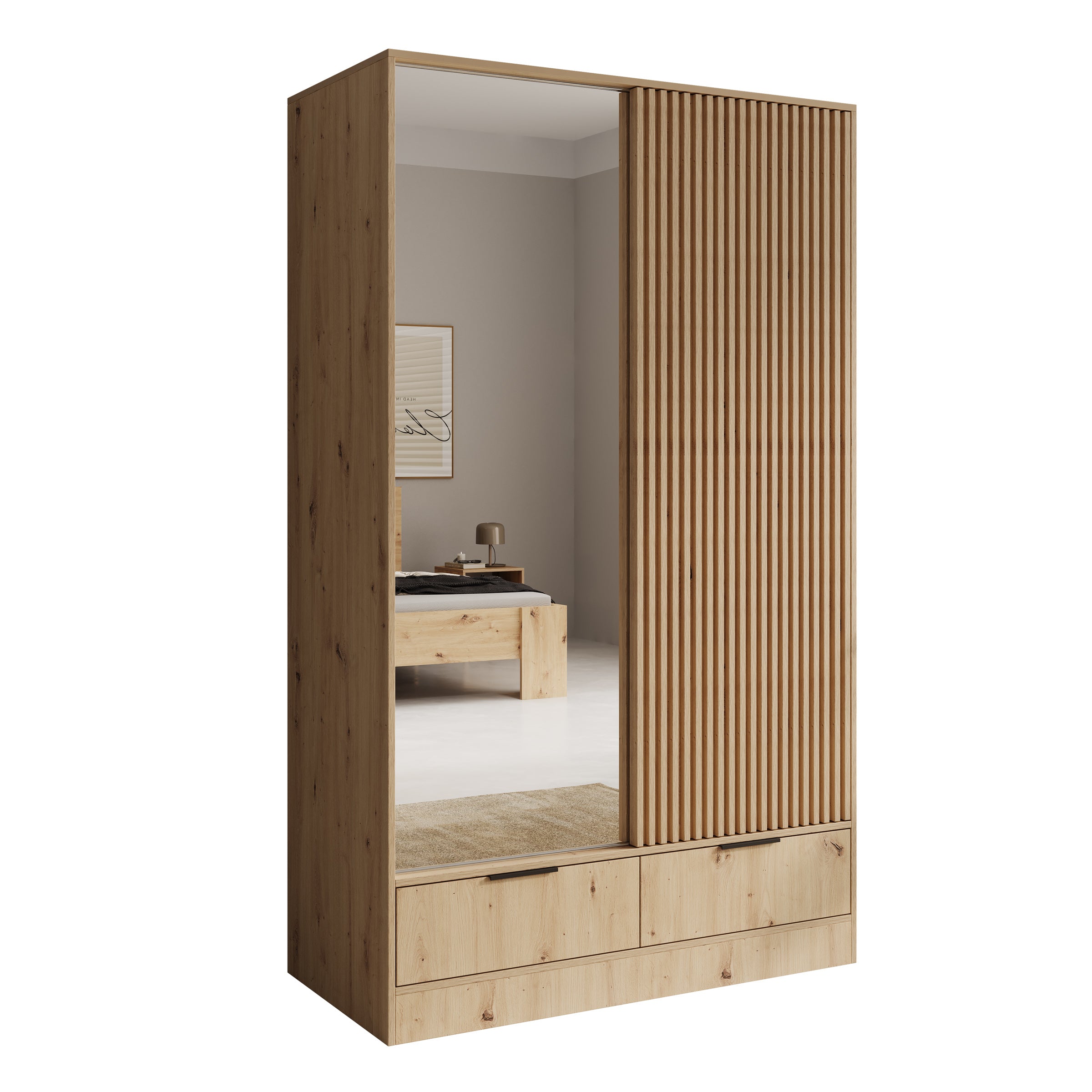 Venn - Kledingkast met schuifdeuren - Eiken - 120x60x204 cm