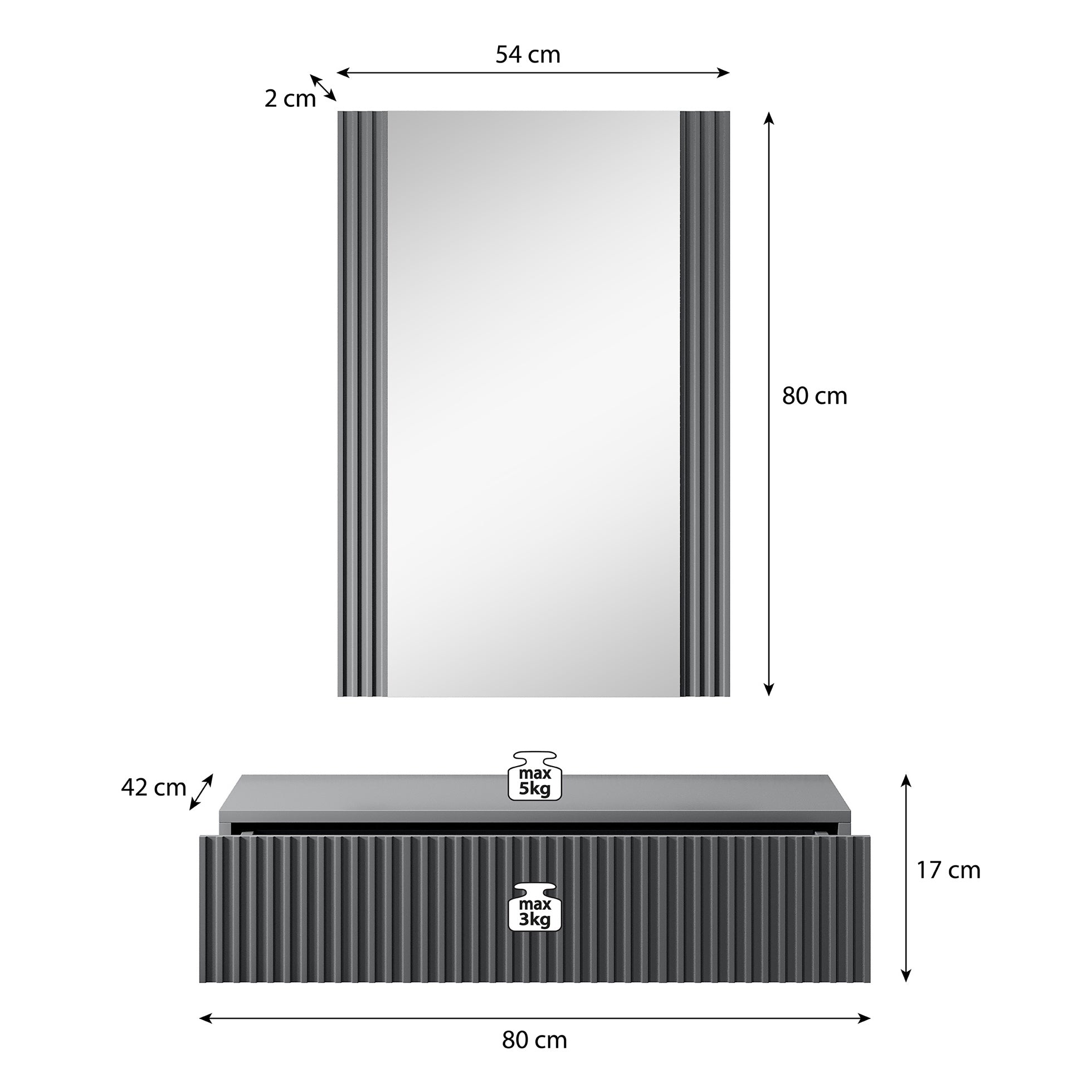 Vintar  - Kaptafel - Eiken - 80x42 cm - Met spiegel