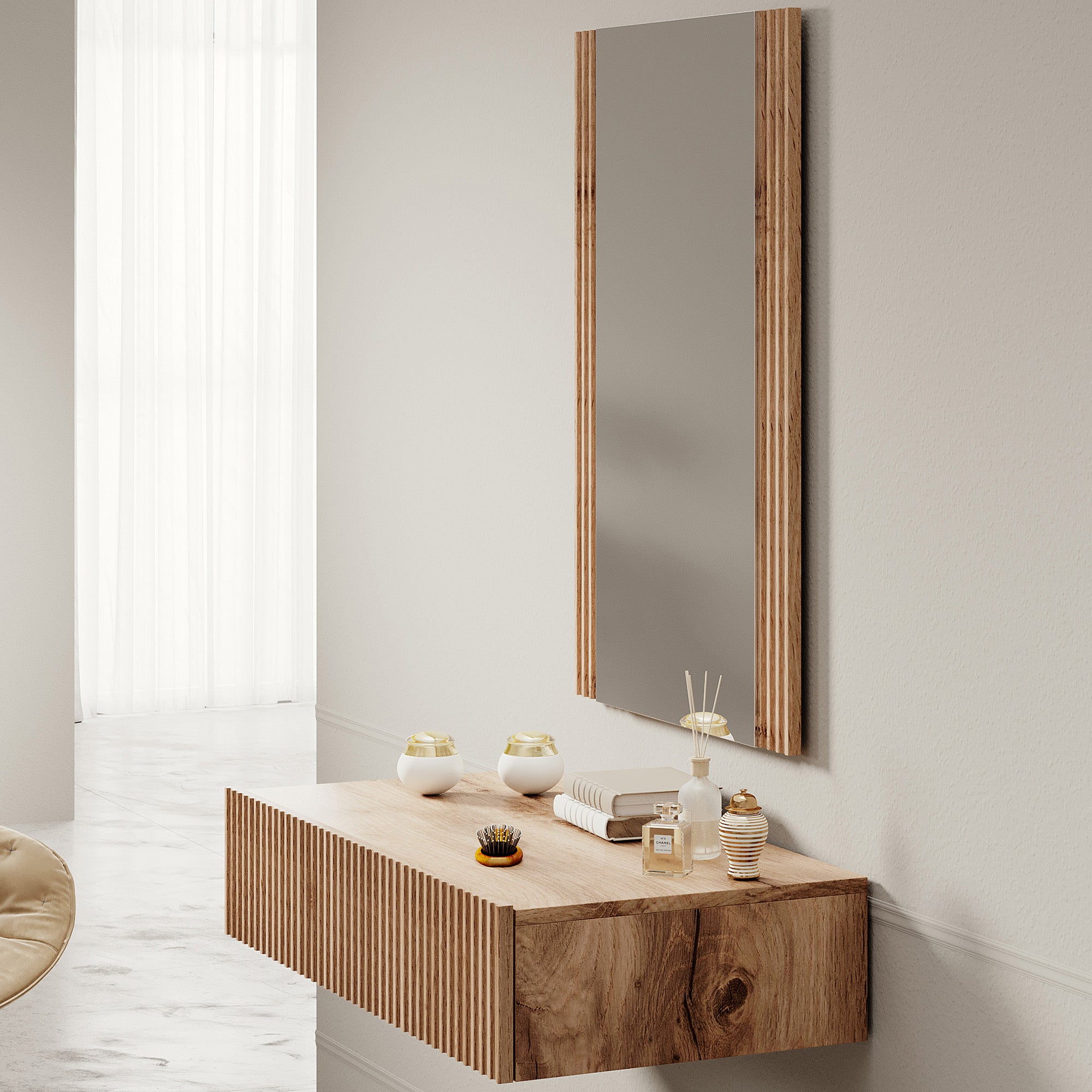 Vintar  - Kaptafel - Eiken - 80x42 cm - Met spiegel