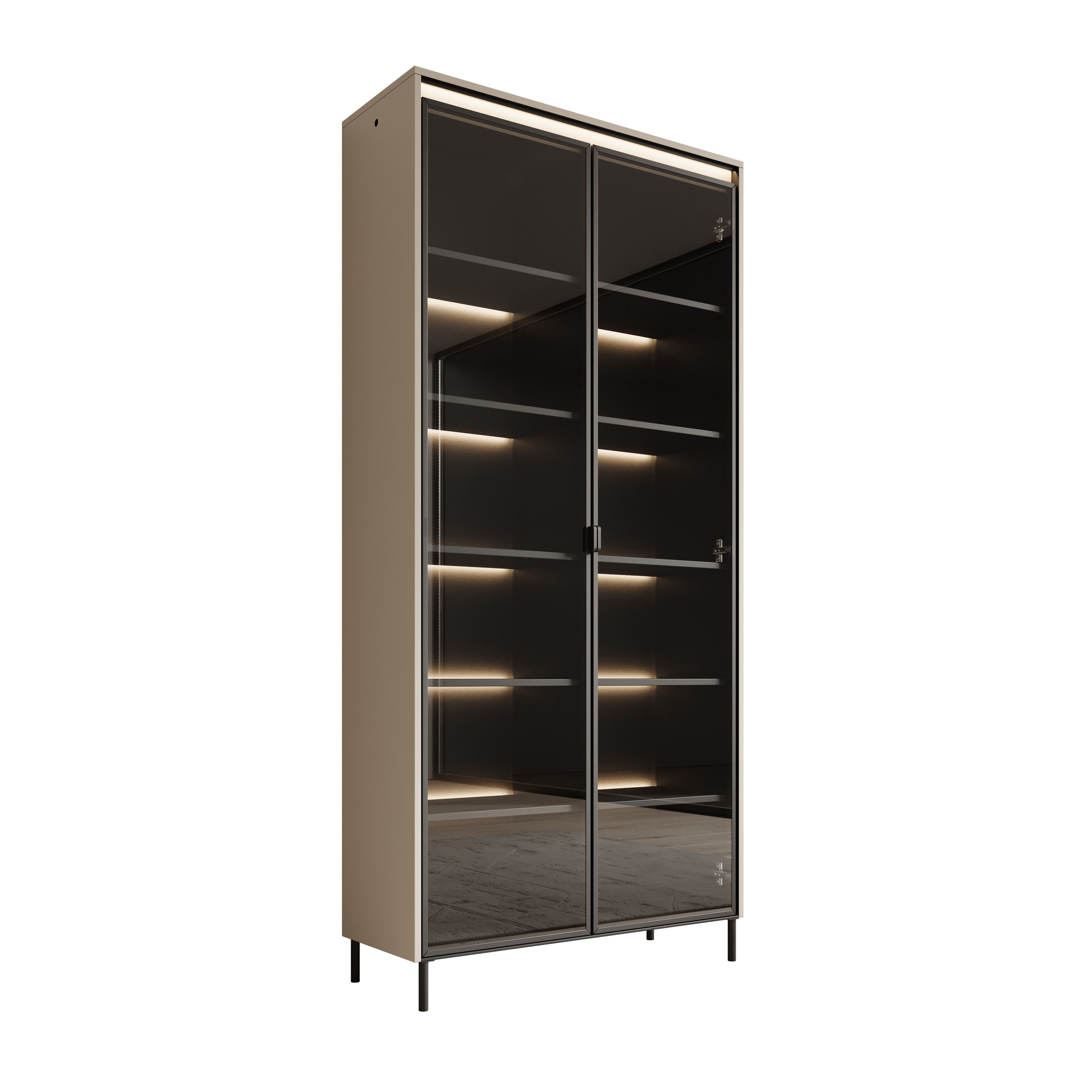 Vitrinekast Timoteo - Beige - 92x34x196 cm