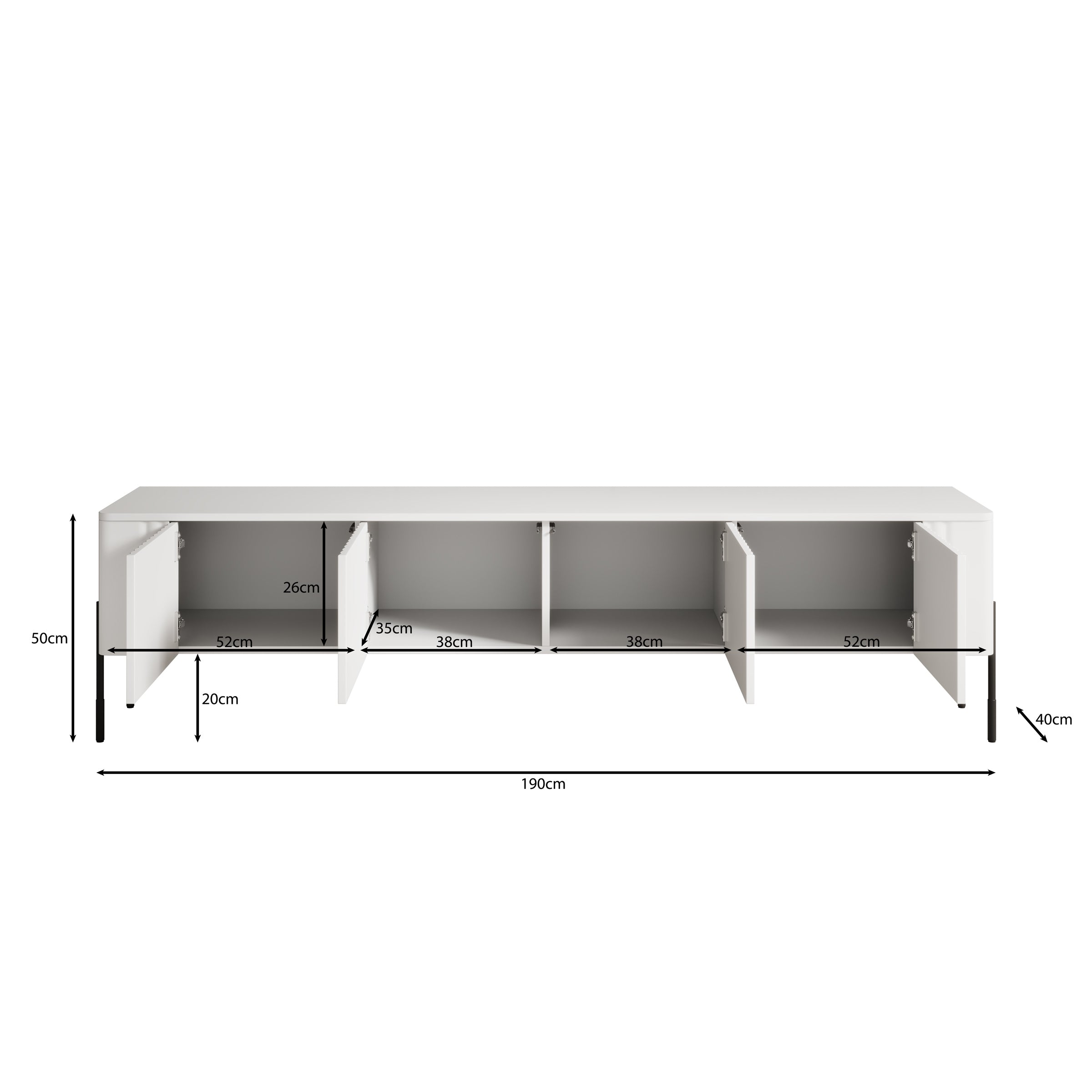 Vivi - TV-Meubel - Wit - 190x40x50 cm
