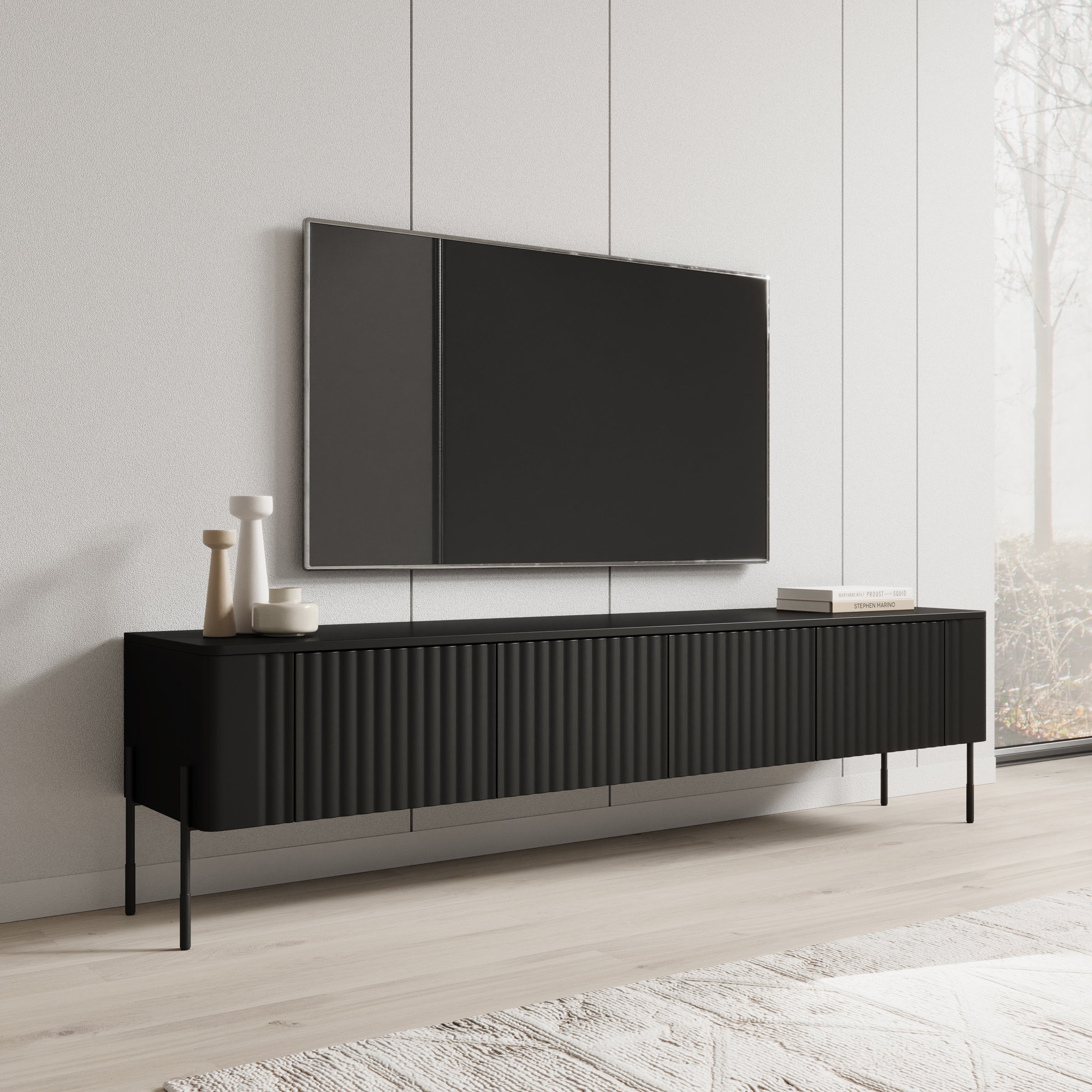Vivi - TV-Meubel - Zwart - 190x40x50 cm