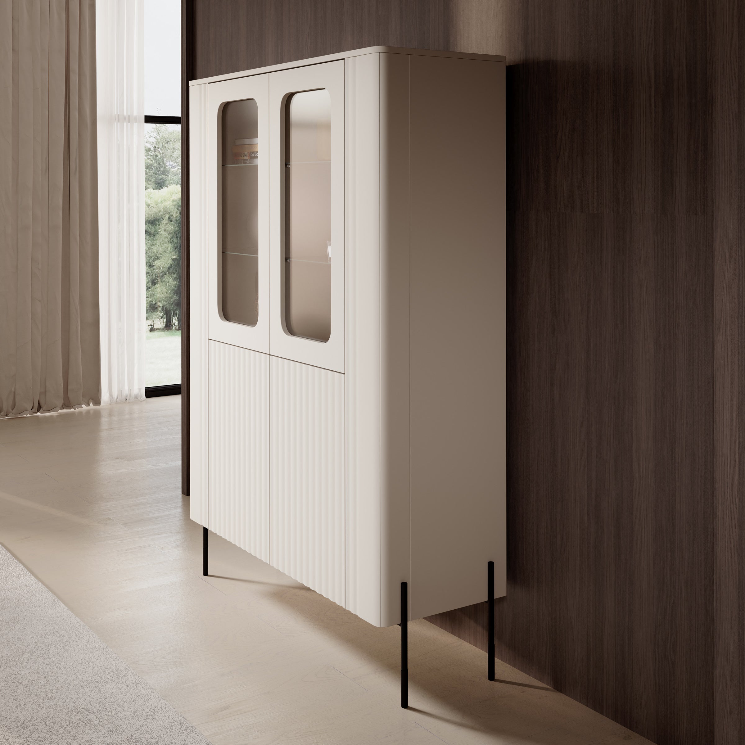Vivi - Vitrinekast - Beige - 110x40x160 cm