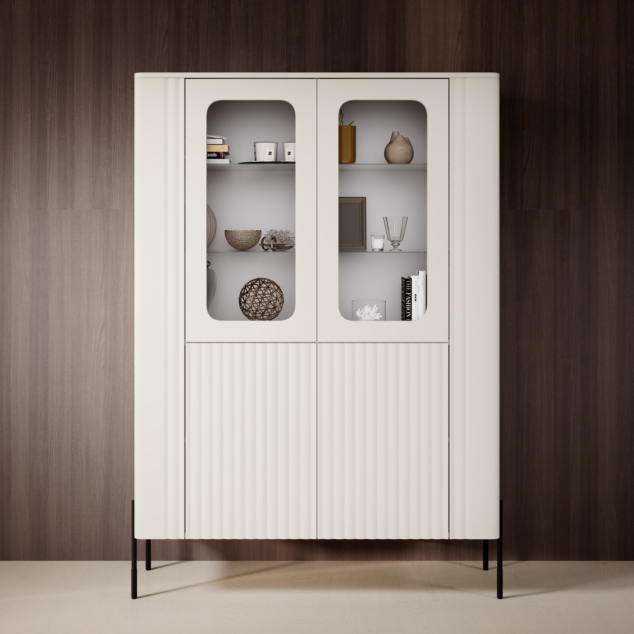 Vivi - Vitrinekast - Beige - 110x40x160 cm