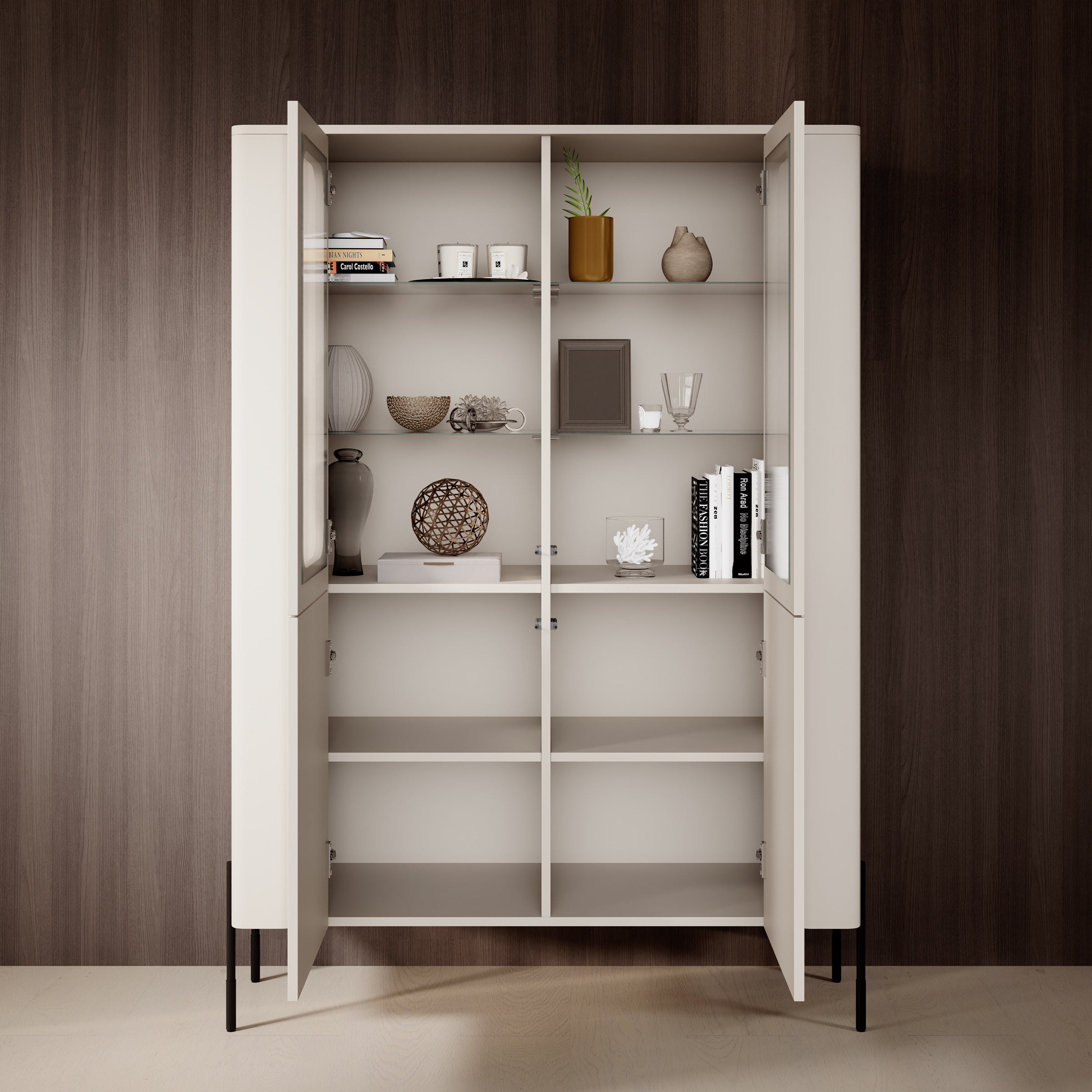 Vivi - Vitrinekast - Beige - 110x40x160 cm