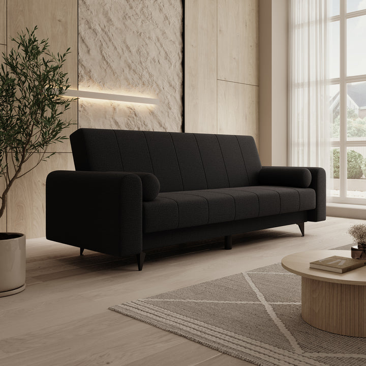 Zenzo - Slaapbank - Stof zwart - 240x91x93 cm