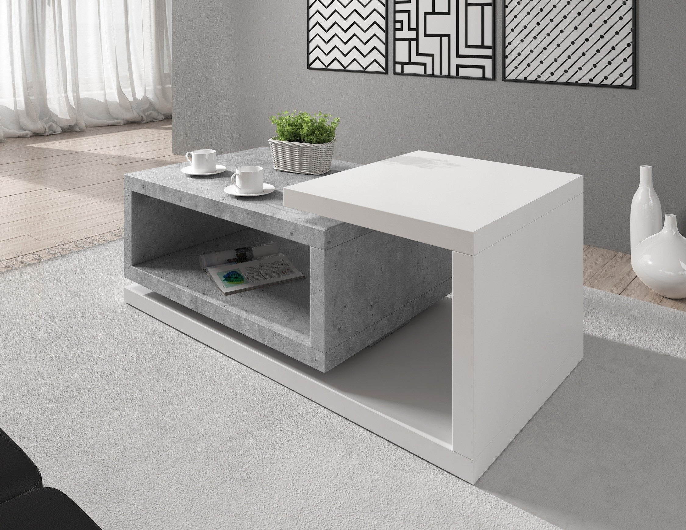 Bello - Salontafel - Betonlook/wit