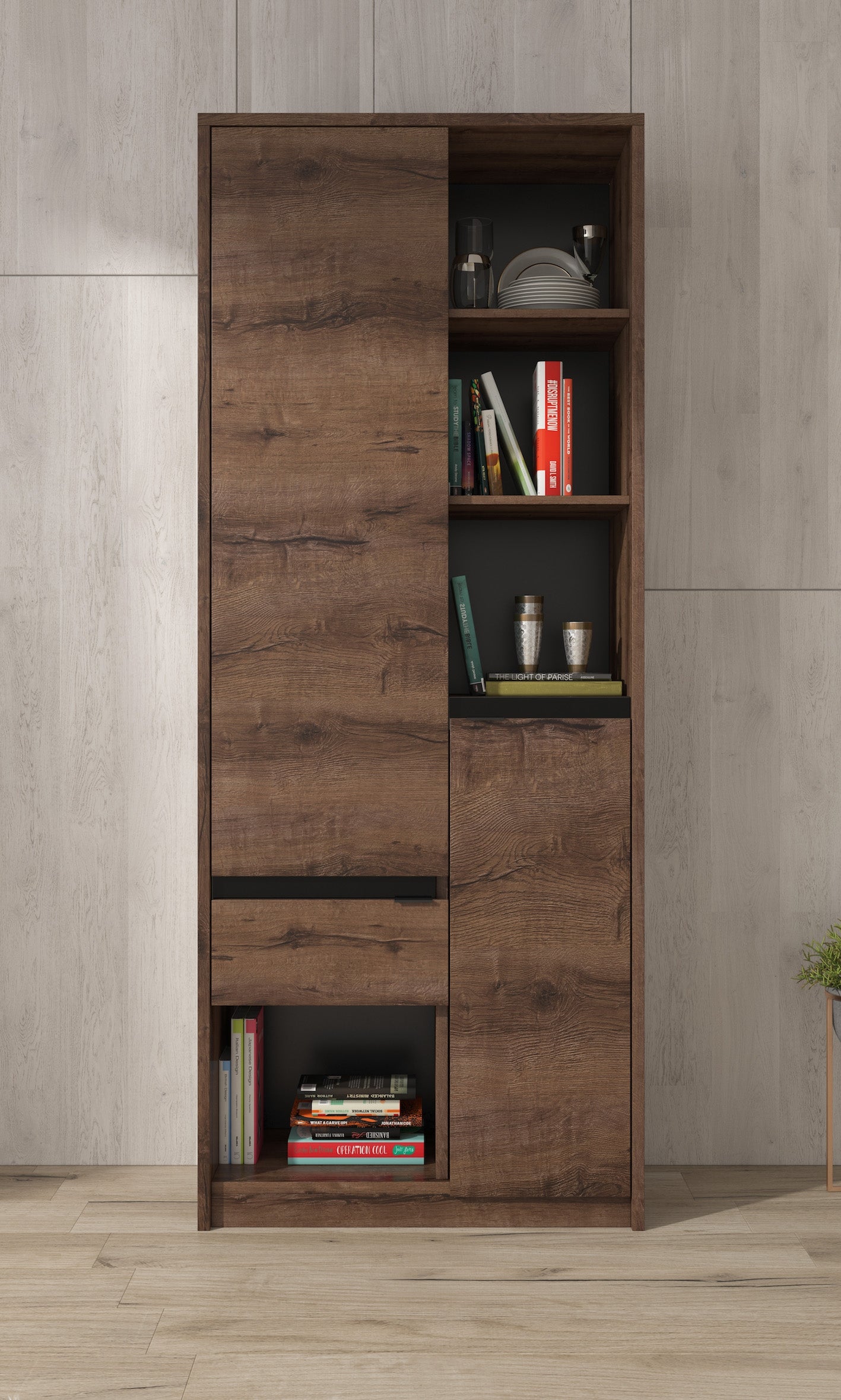 Diplo - Boekenkast - Eiken - 80x40x200 cm