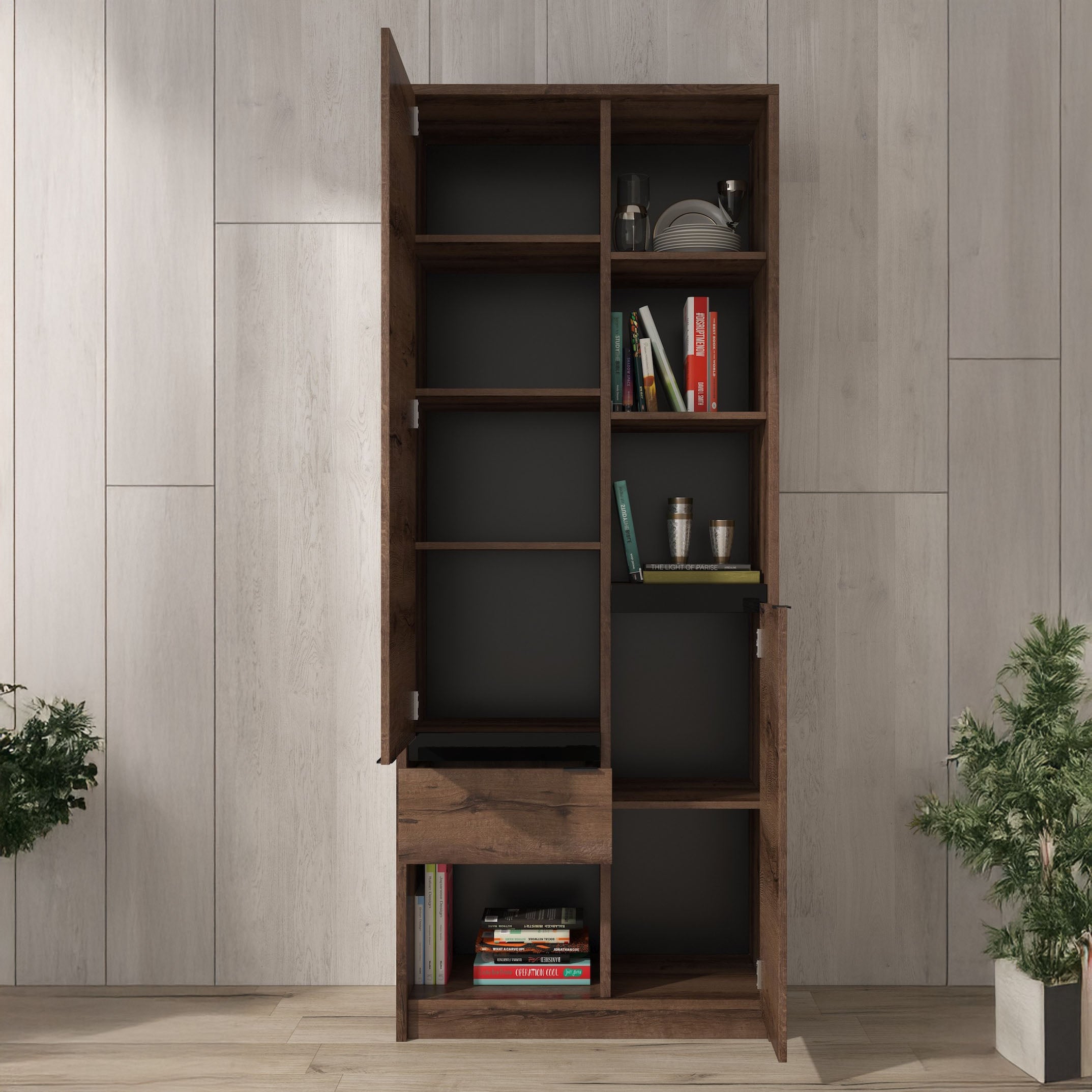 Diplo - Boekenkast - Eiken - 80x40x200 cm