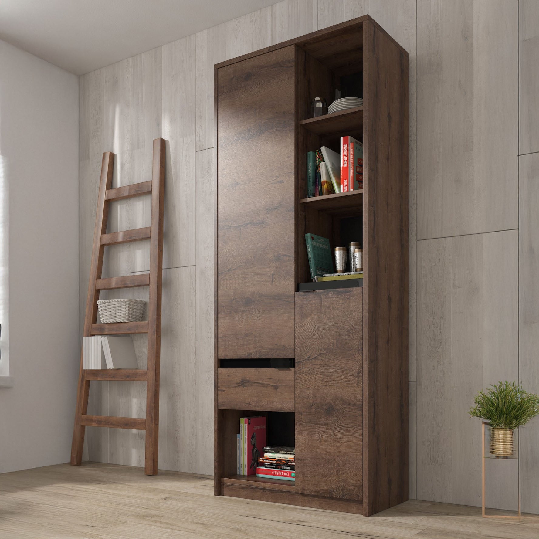 Diplo - Boekenkast - Eiken - 80x40x200 cm