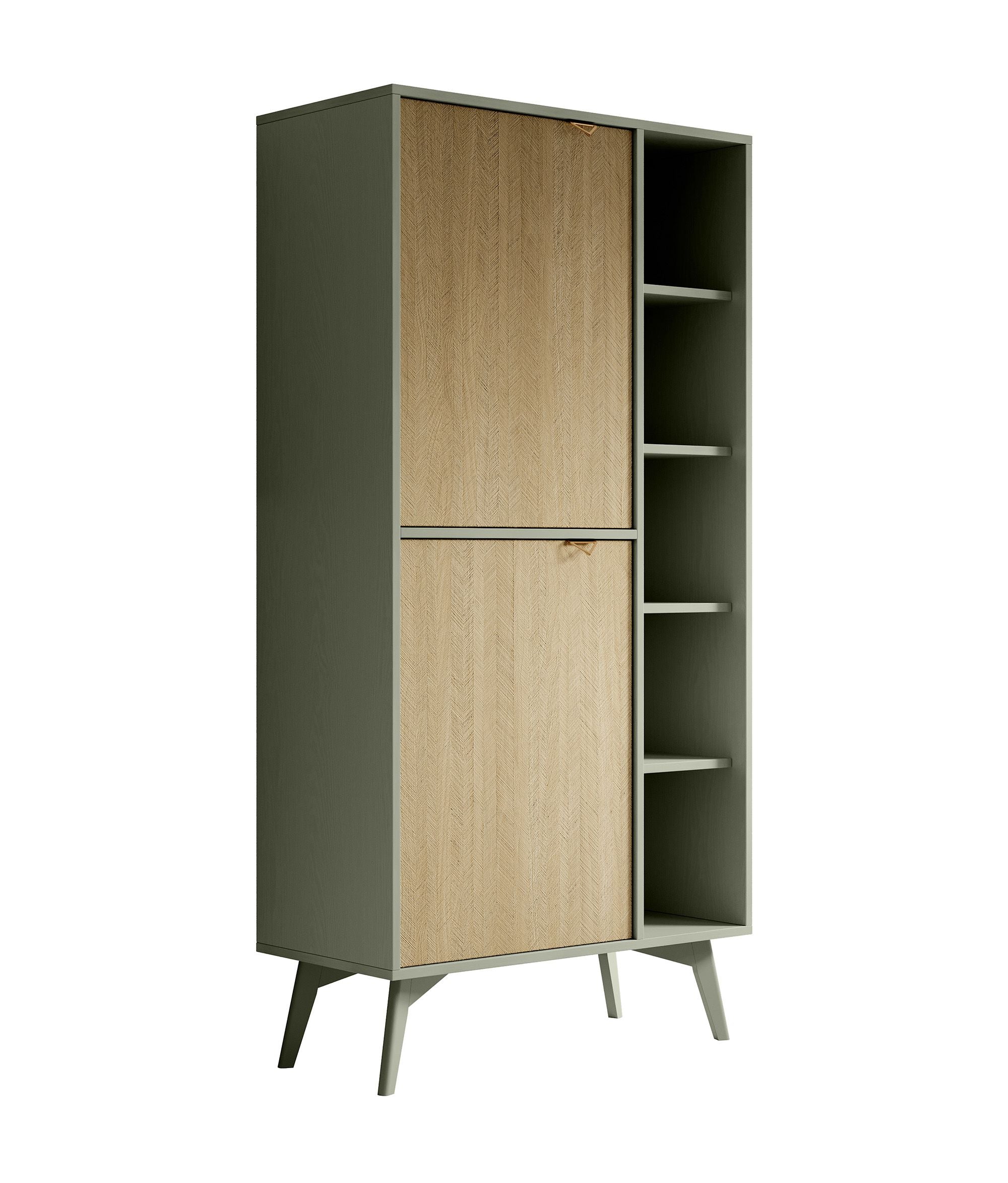 Essence - Boekenkast - Groen/licht eiken - 80x38x160 cm