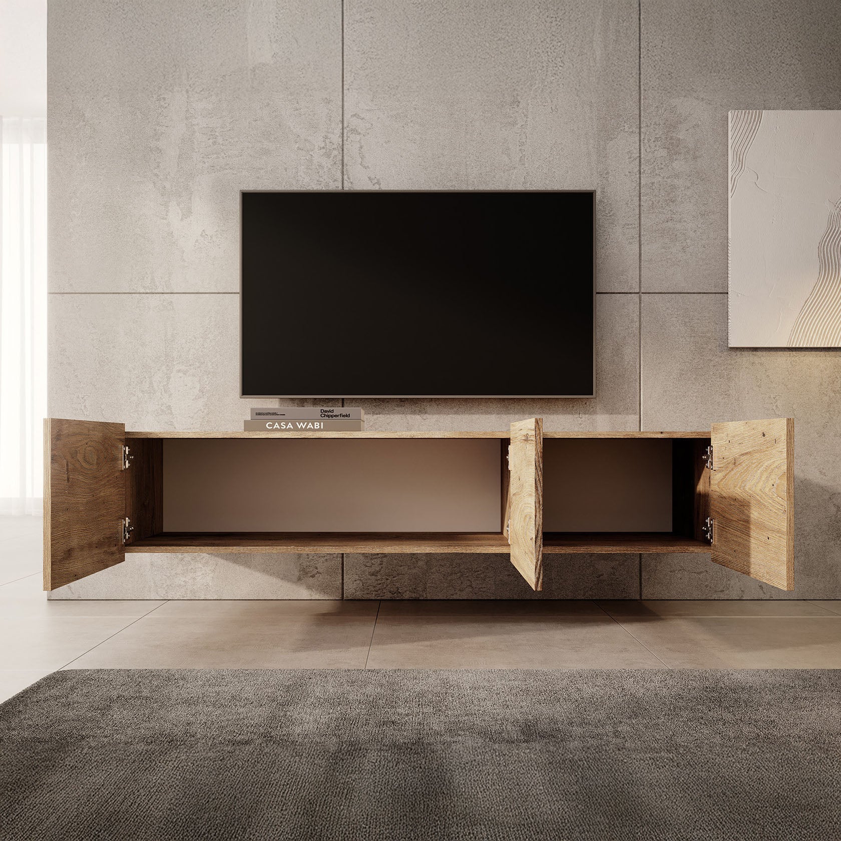 Calabas - TV-Meubel met 3 deuren - Kastanje - 150 cm