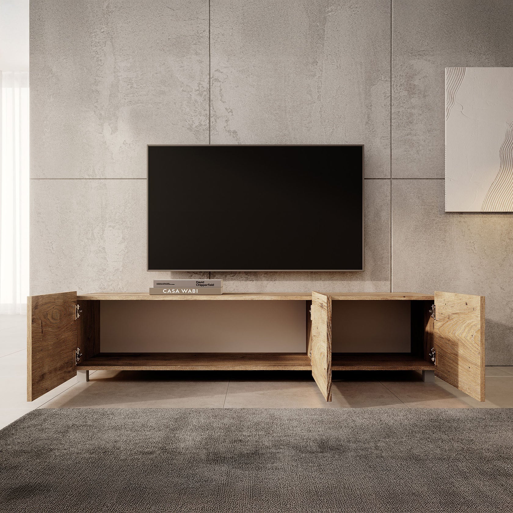 Calabas - TV-Meubel met 3 deuren - Kastanje - 150 cm