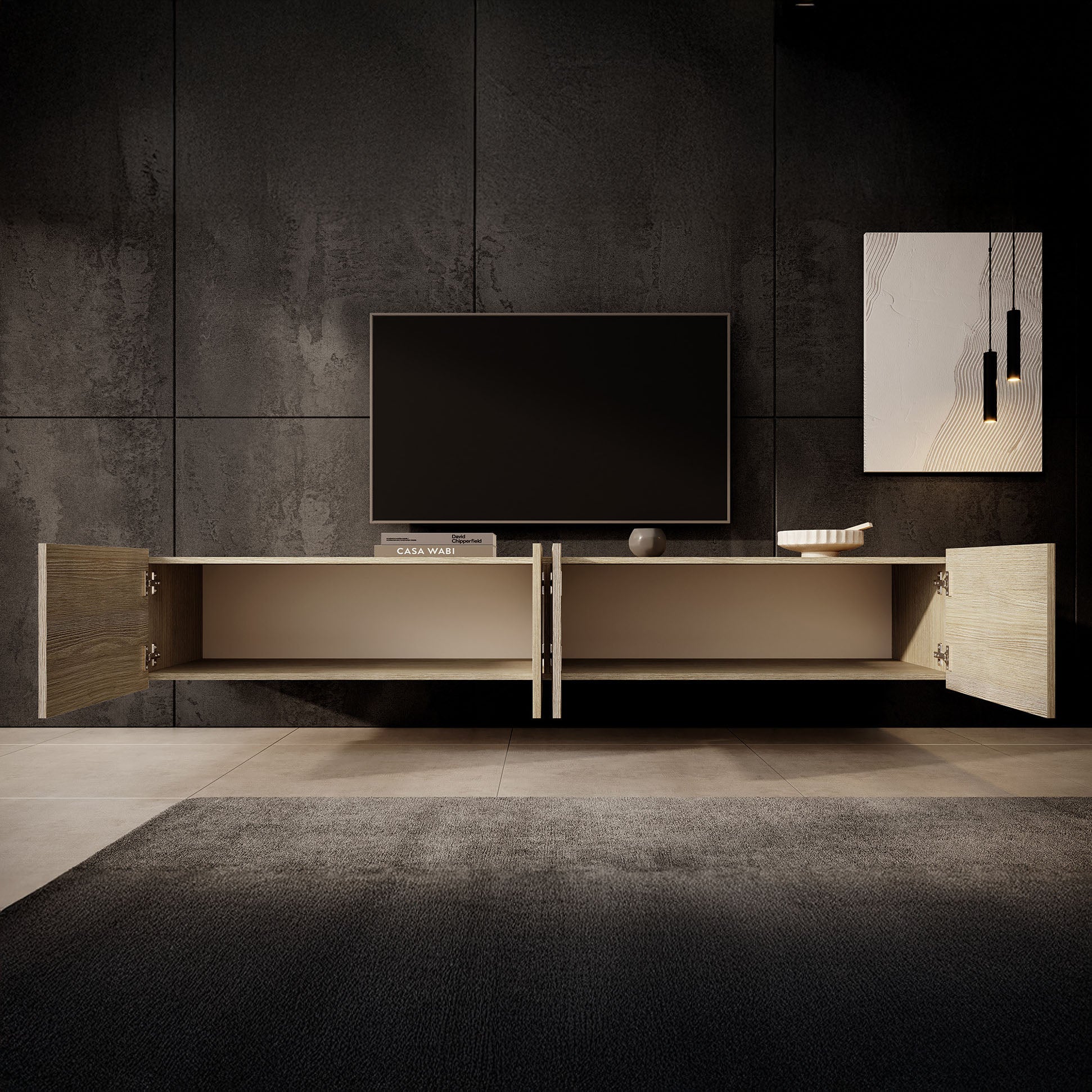 Calabas - TV-Meubel met 4 deuren - Eiken - 200 cm