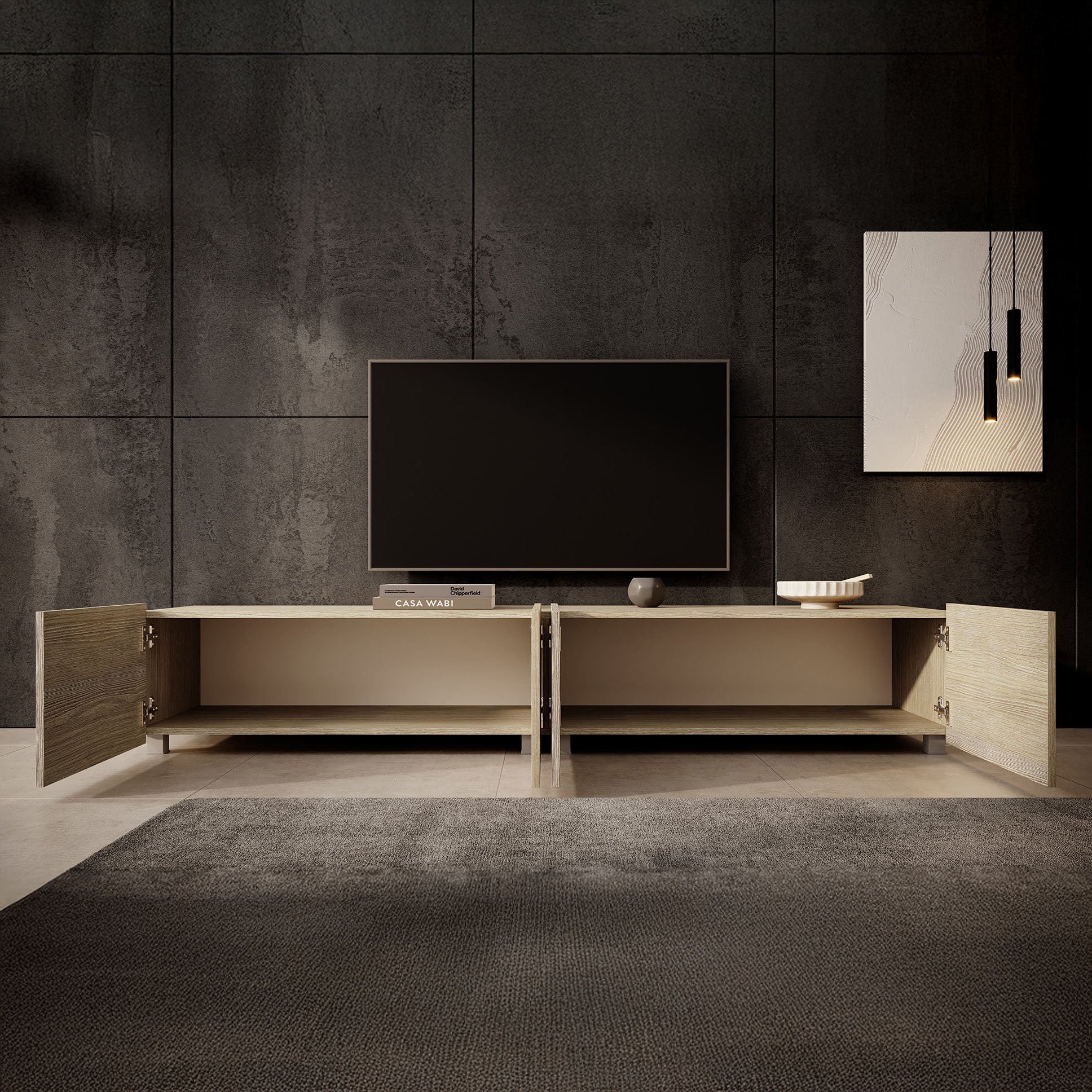 Calabas - TV-Meubel met 4 deuren - Eiken - 200 cm