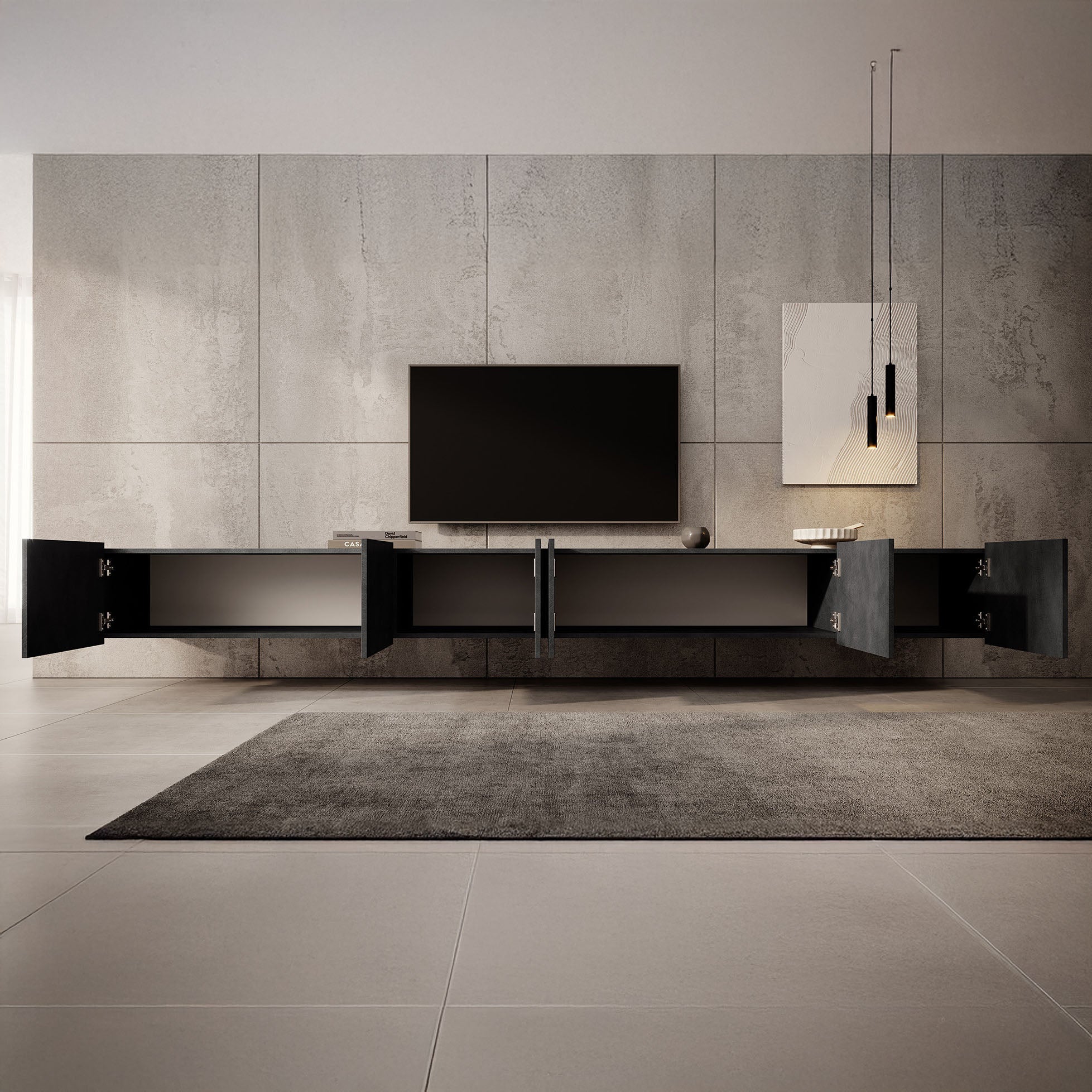 Calabas - TV-Meubel met 6 deuren - Grijs - 300 cm