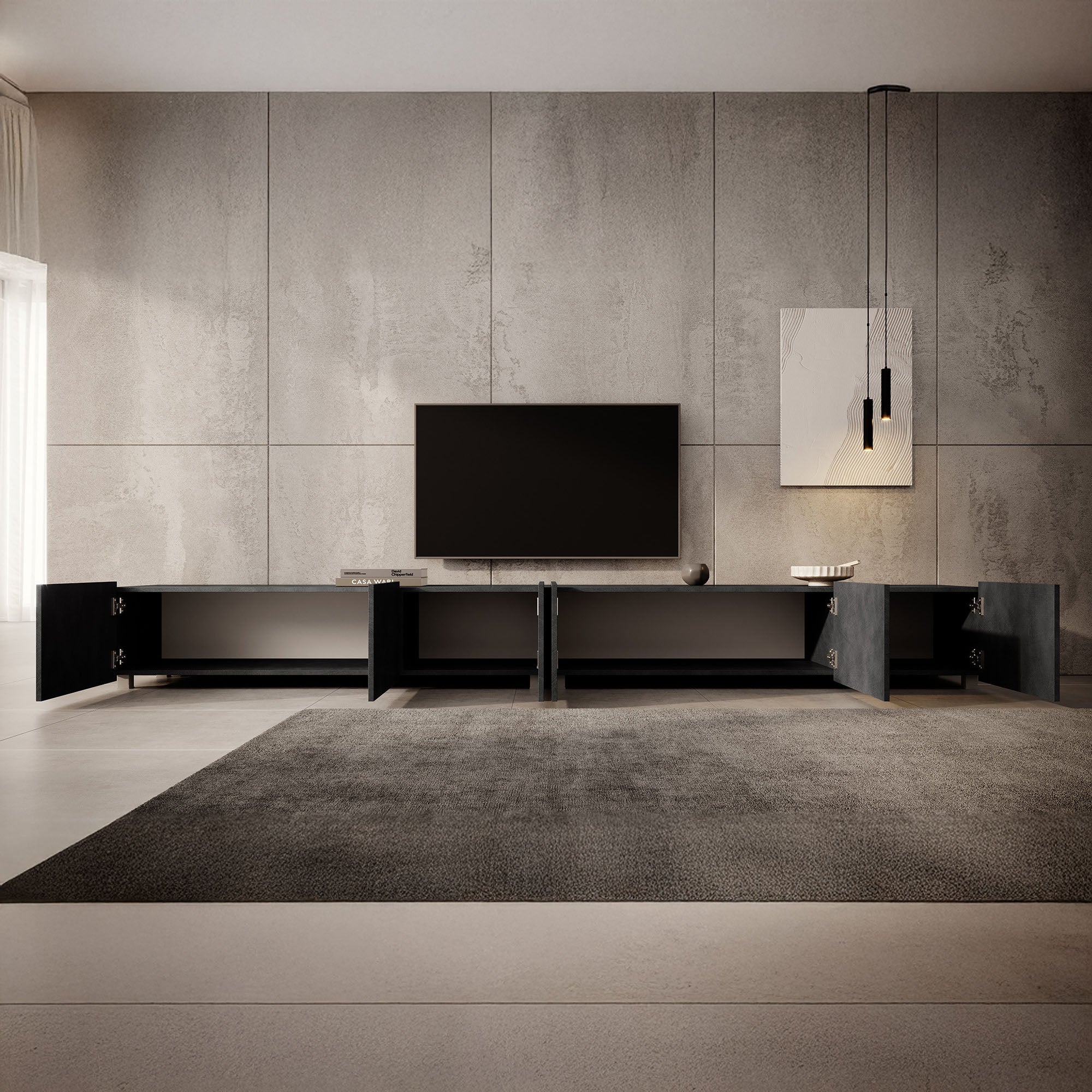 Calabas - TV-Meubel met 6 deuren - Grijs - 300 cm