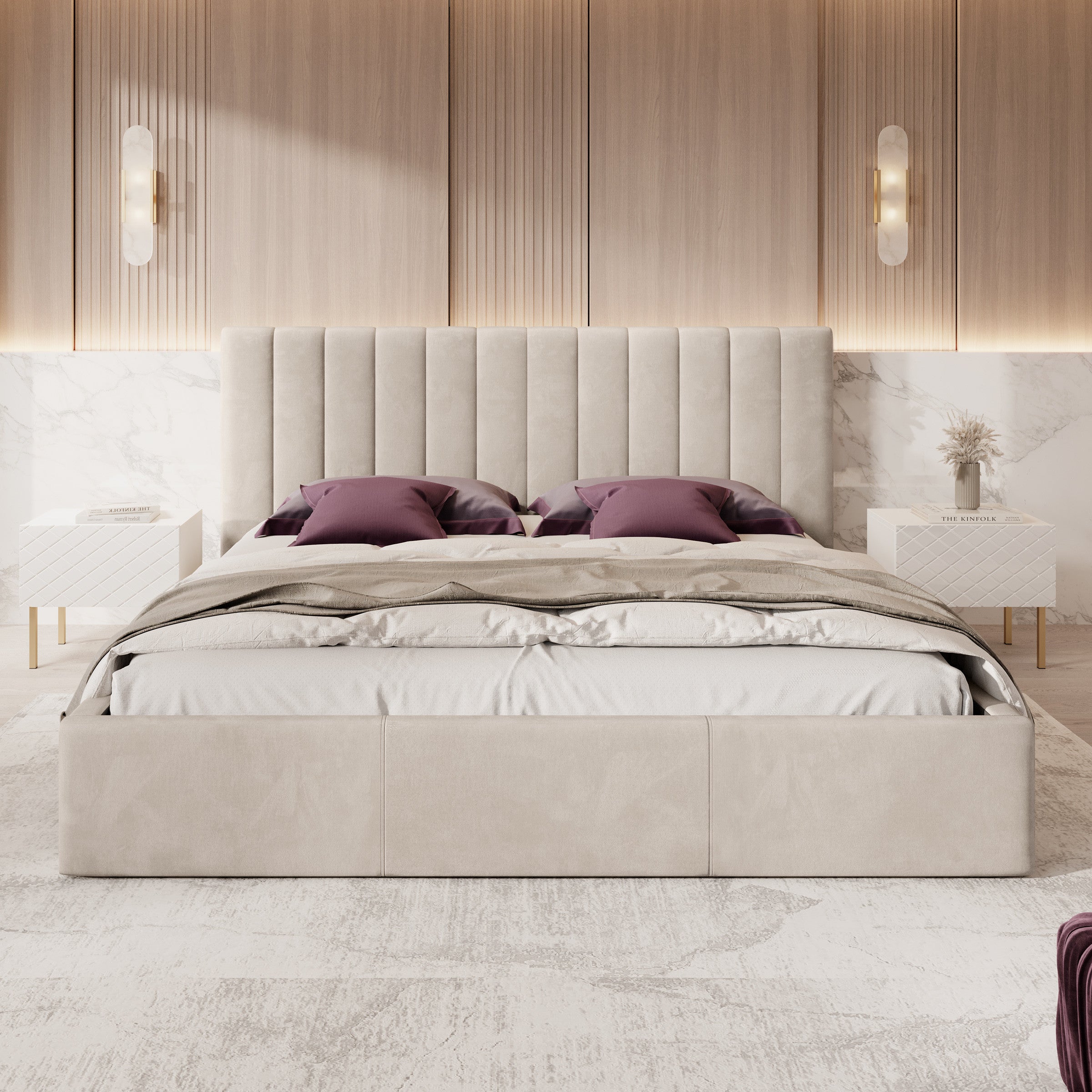 Chief - Tweepersoonsbed - Velvet beige - 200x200 cm