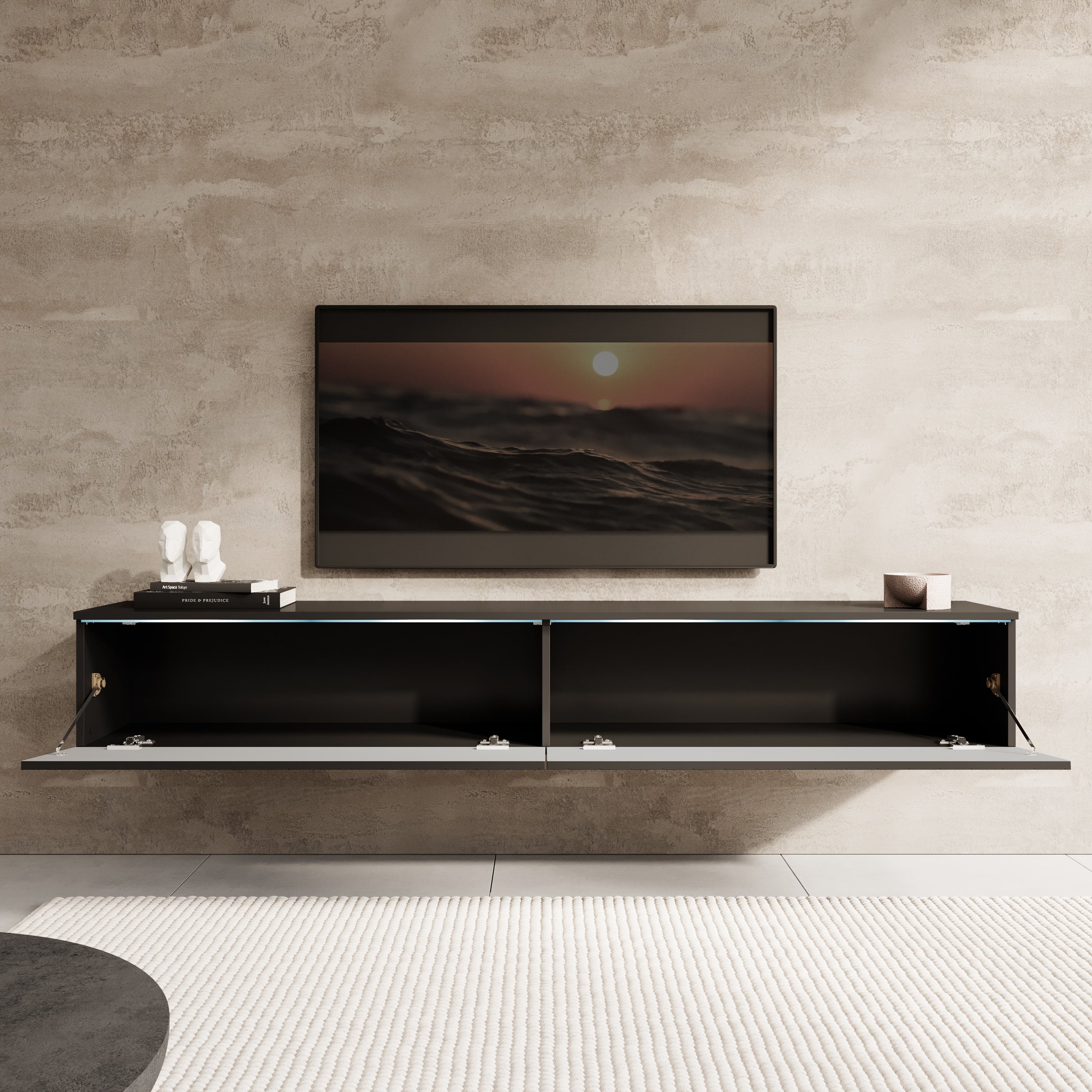 Dixon - TV-Meubel - Zwart visgraat - 180 cm