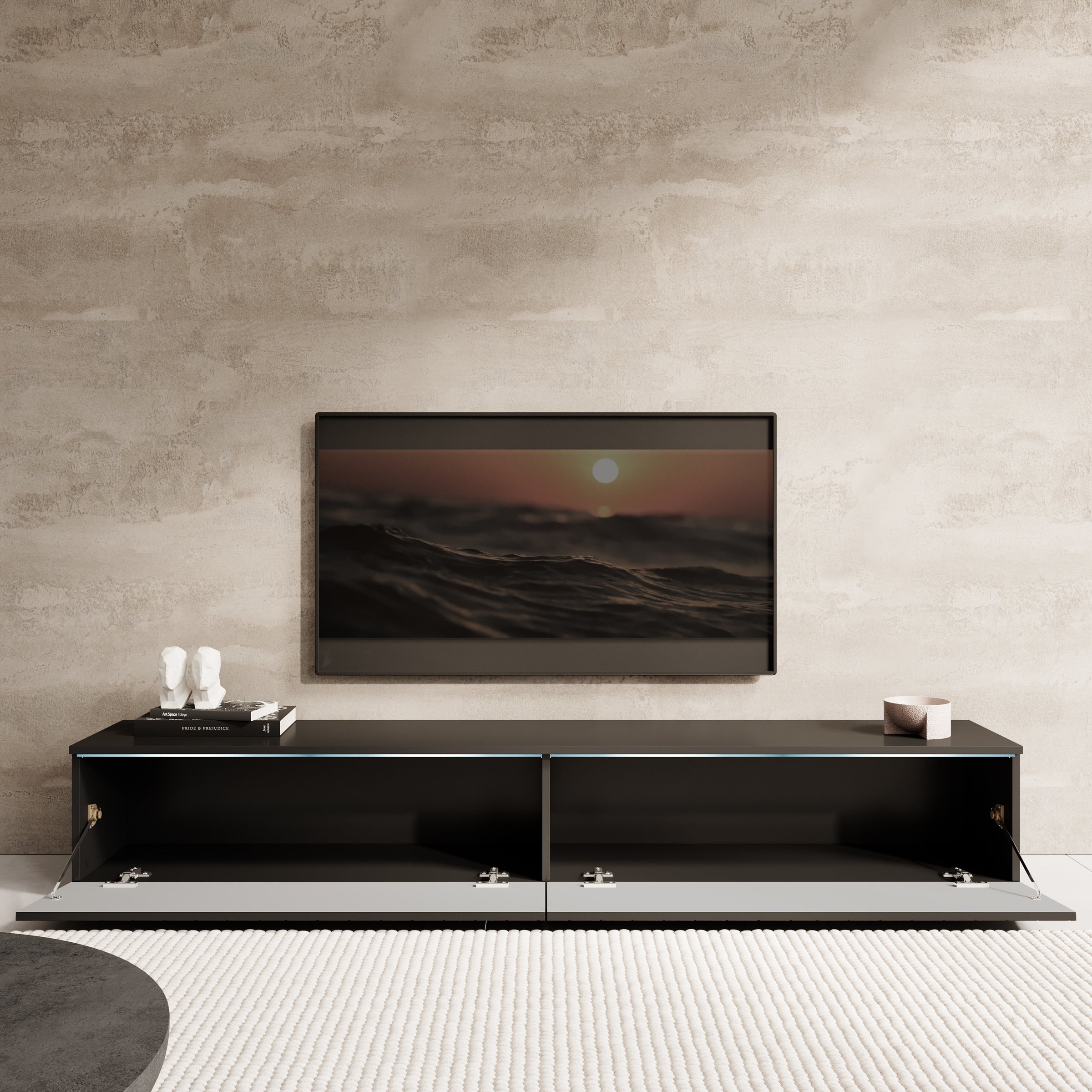 Dixon - TV-Meubel - Zwart visgraat - 180 cm