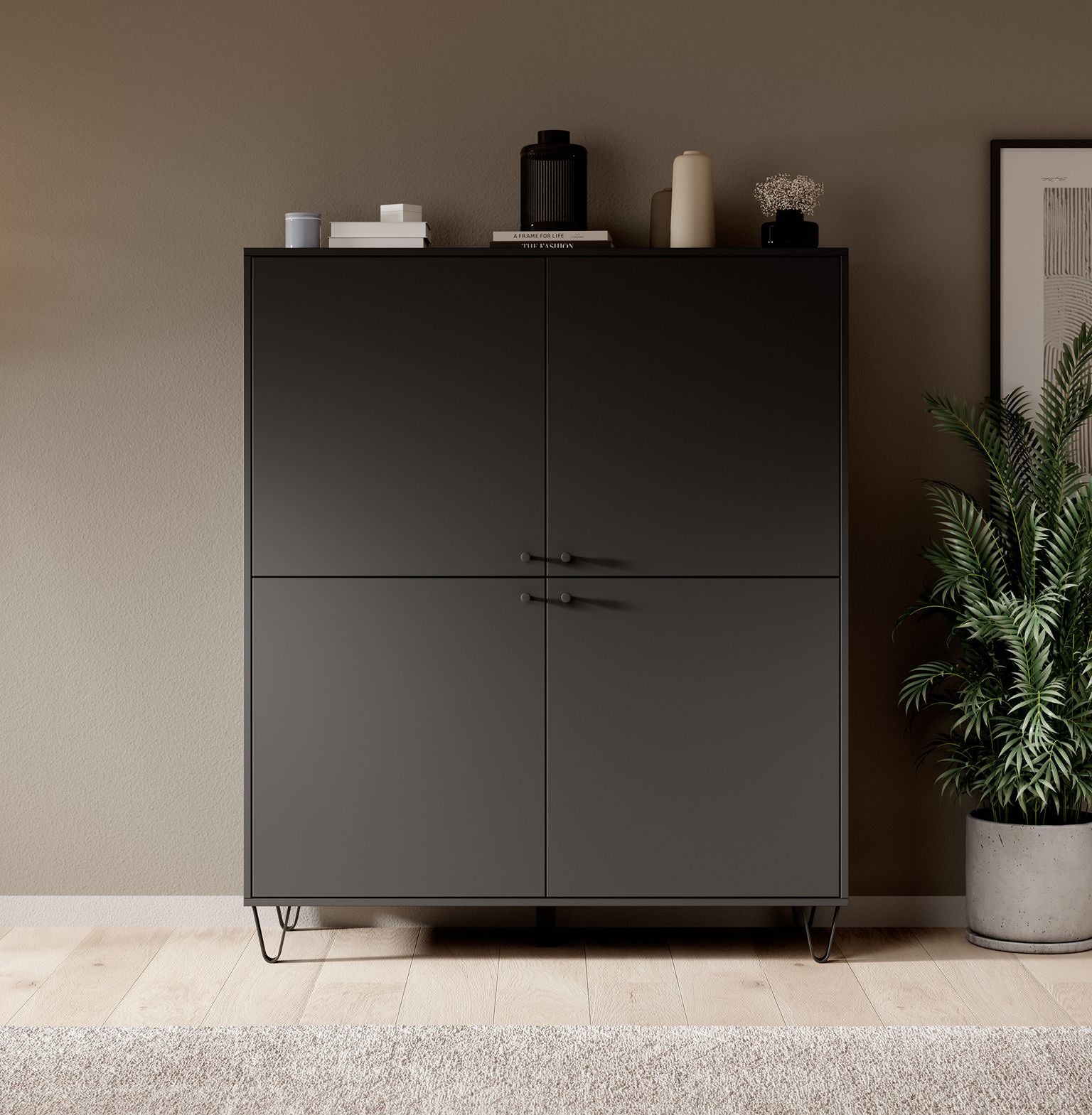 Apula - Dressoir - Antraciet - 124x40x135 cm