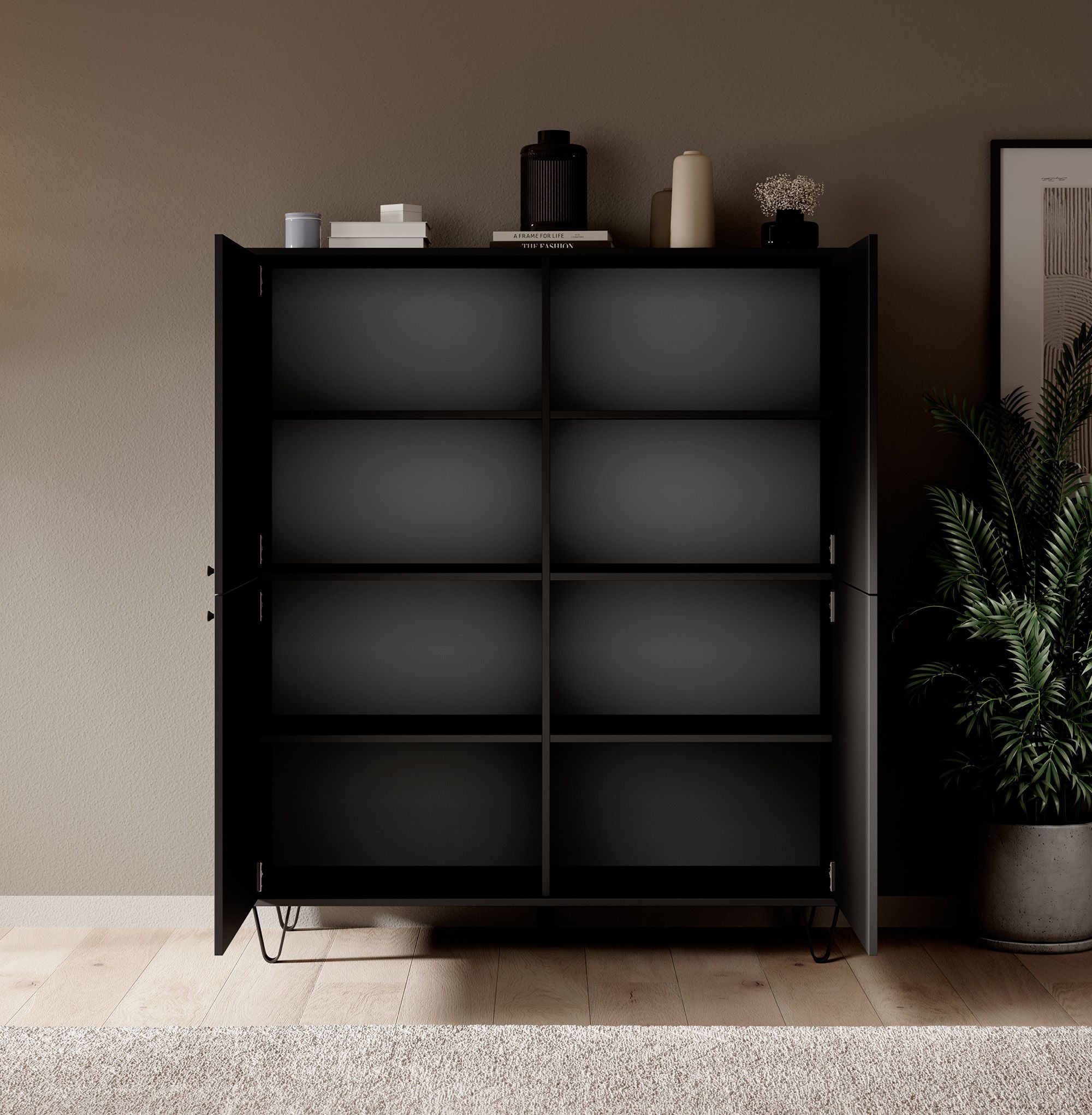 Apula - Dressoir - Antraciet - 124x40x135 cm