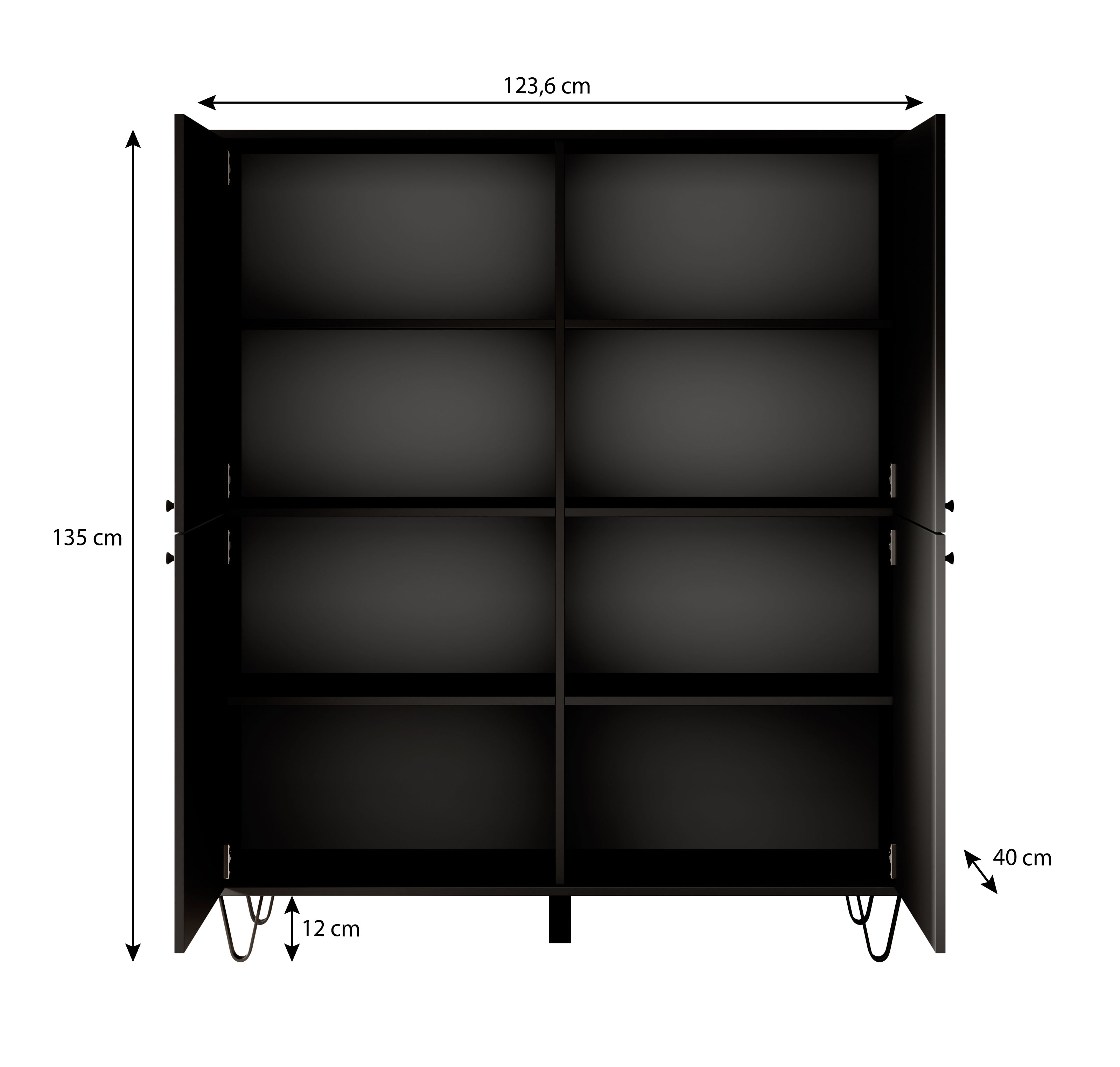 Apula - Dressoir - Antraciet - 124x40x135 cm