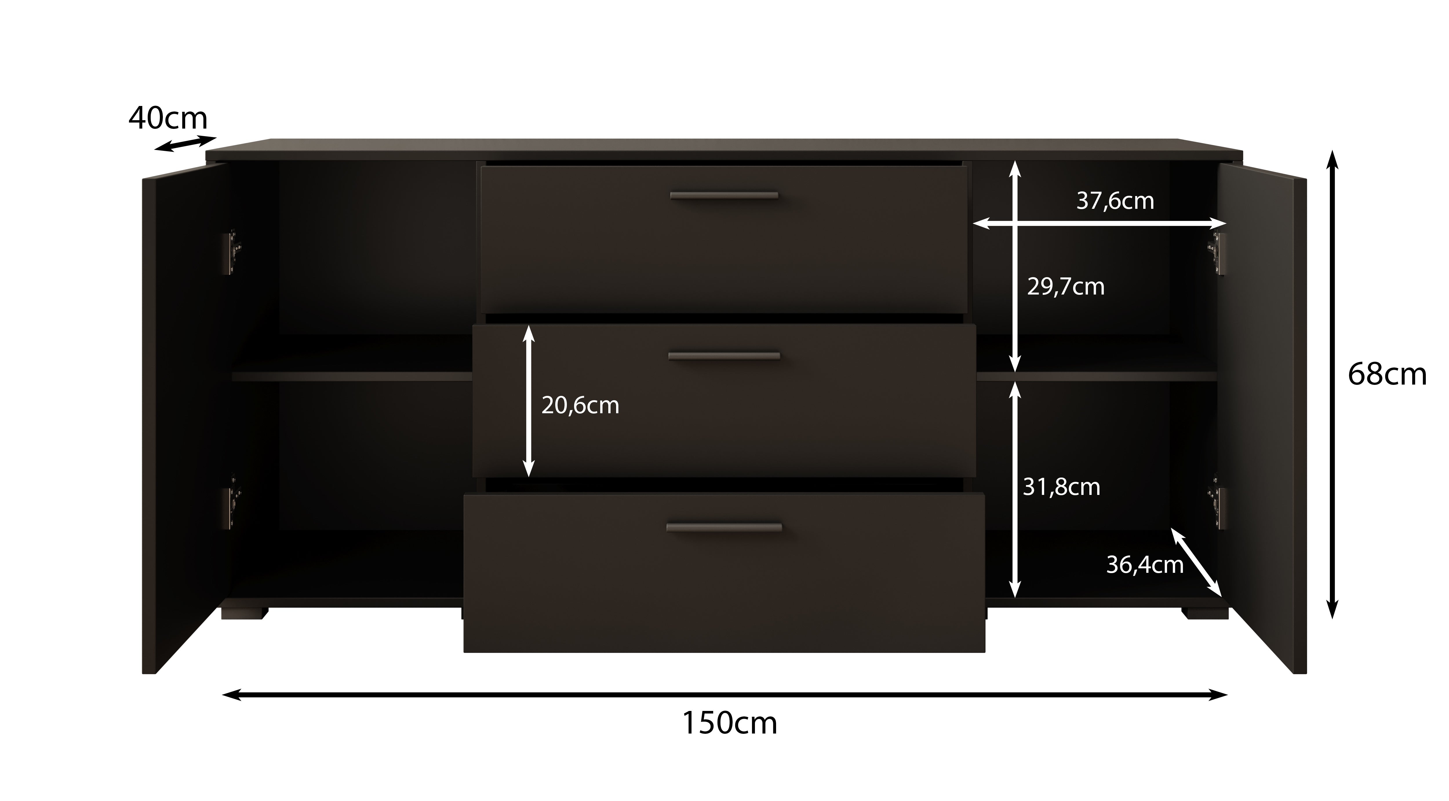 Betty - Dressoir - Eiken - 150x40x68 cm