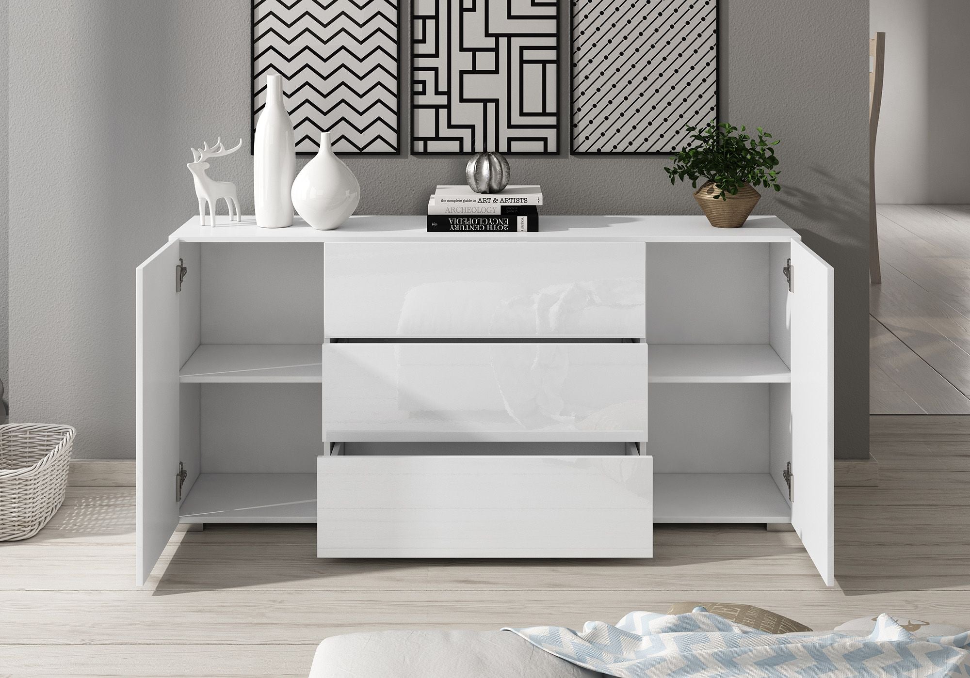 Bonzo - Dressoir - Wit - 150x39x68 cm