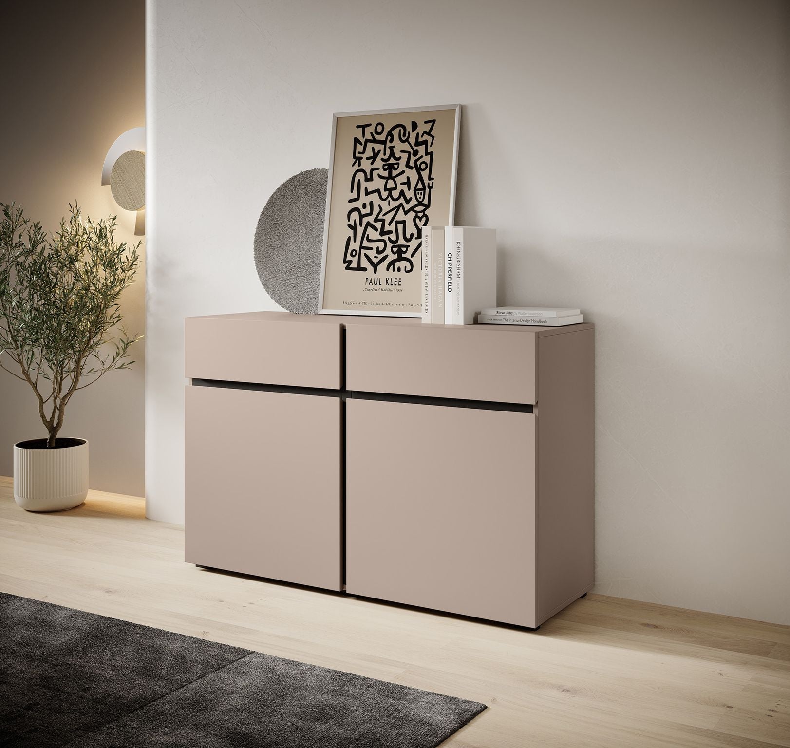 Cainan - Dressoir - Beige/zwart - 119x40x78 cm