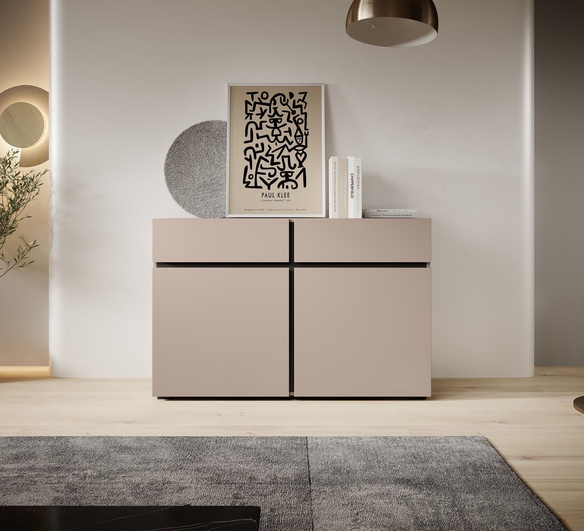 Cainan - Dressoir - Beige/zwart - 119x40x78 cm
