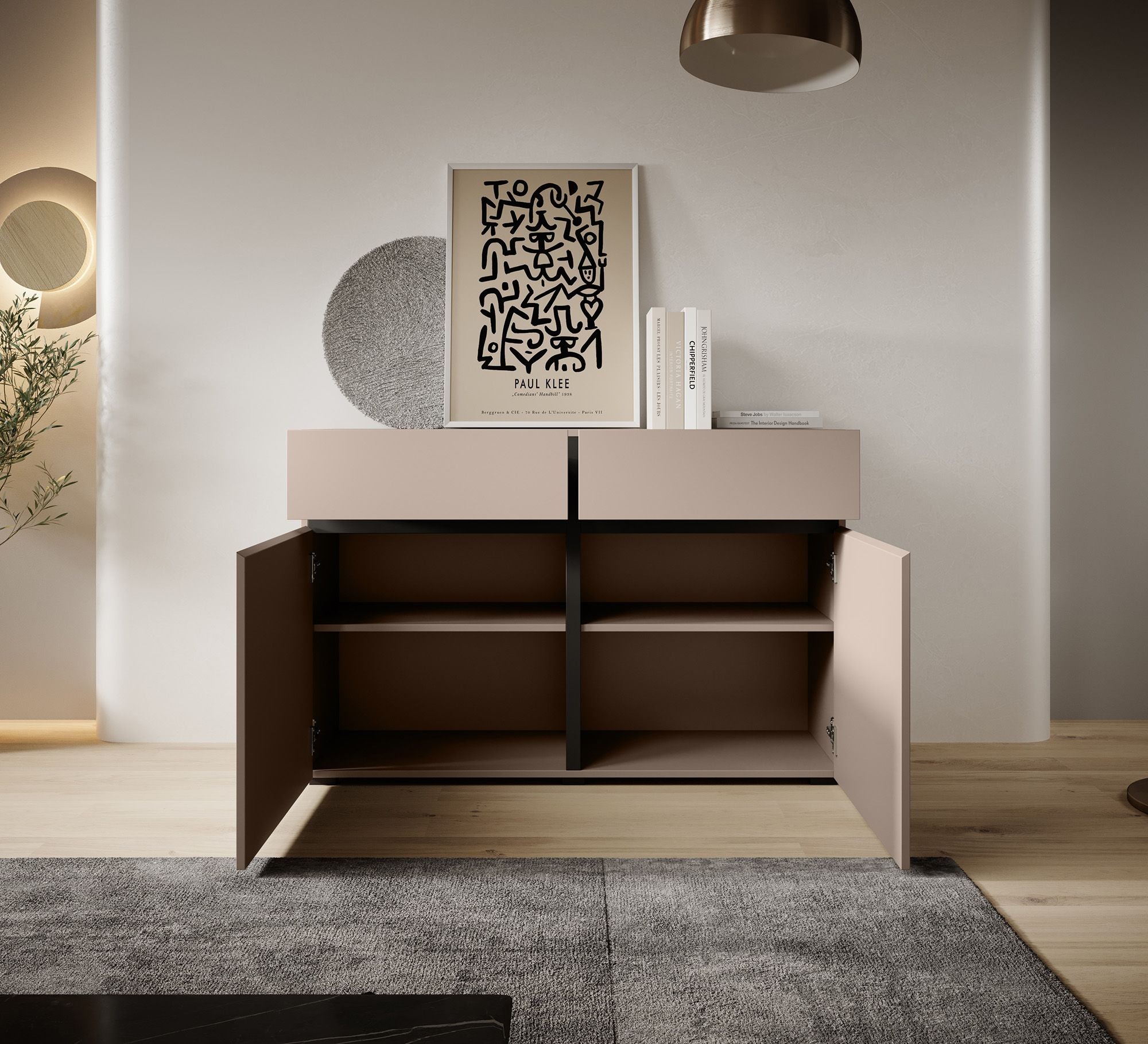 Cainan - Dressoir - Beige/zwart - 119x40x78 cm