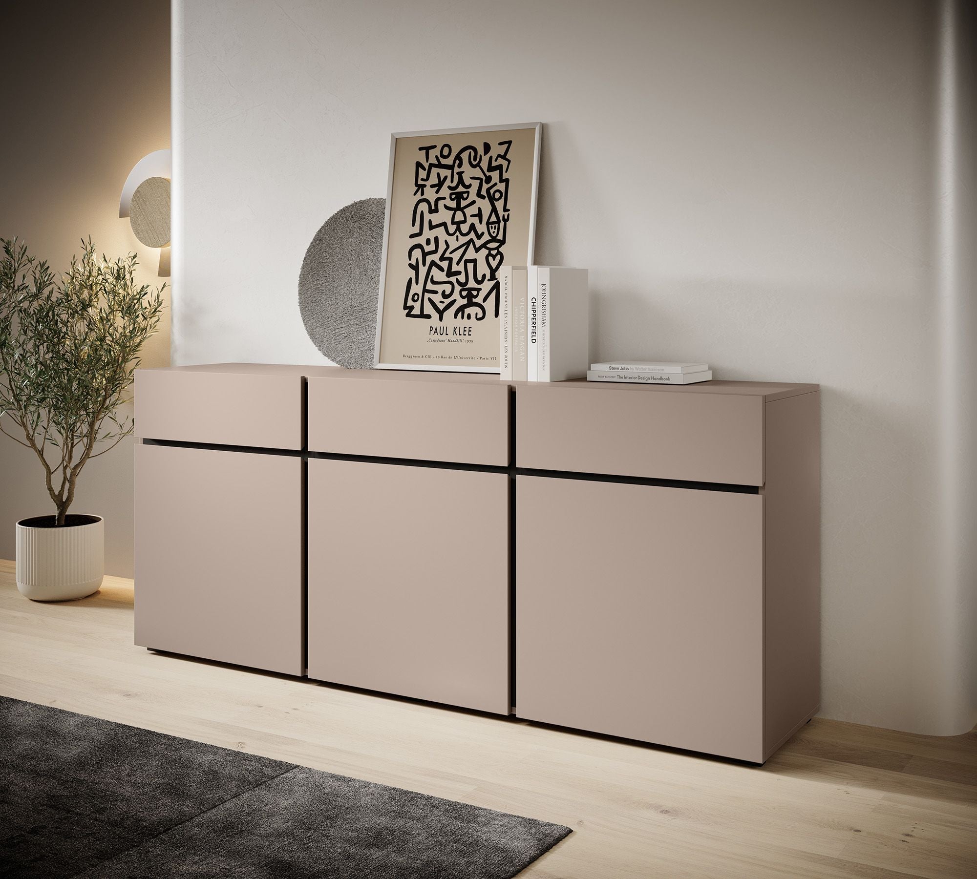 Cainan - Dressoir - Beige/zwart - 180x40x78 cm