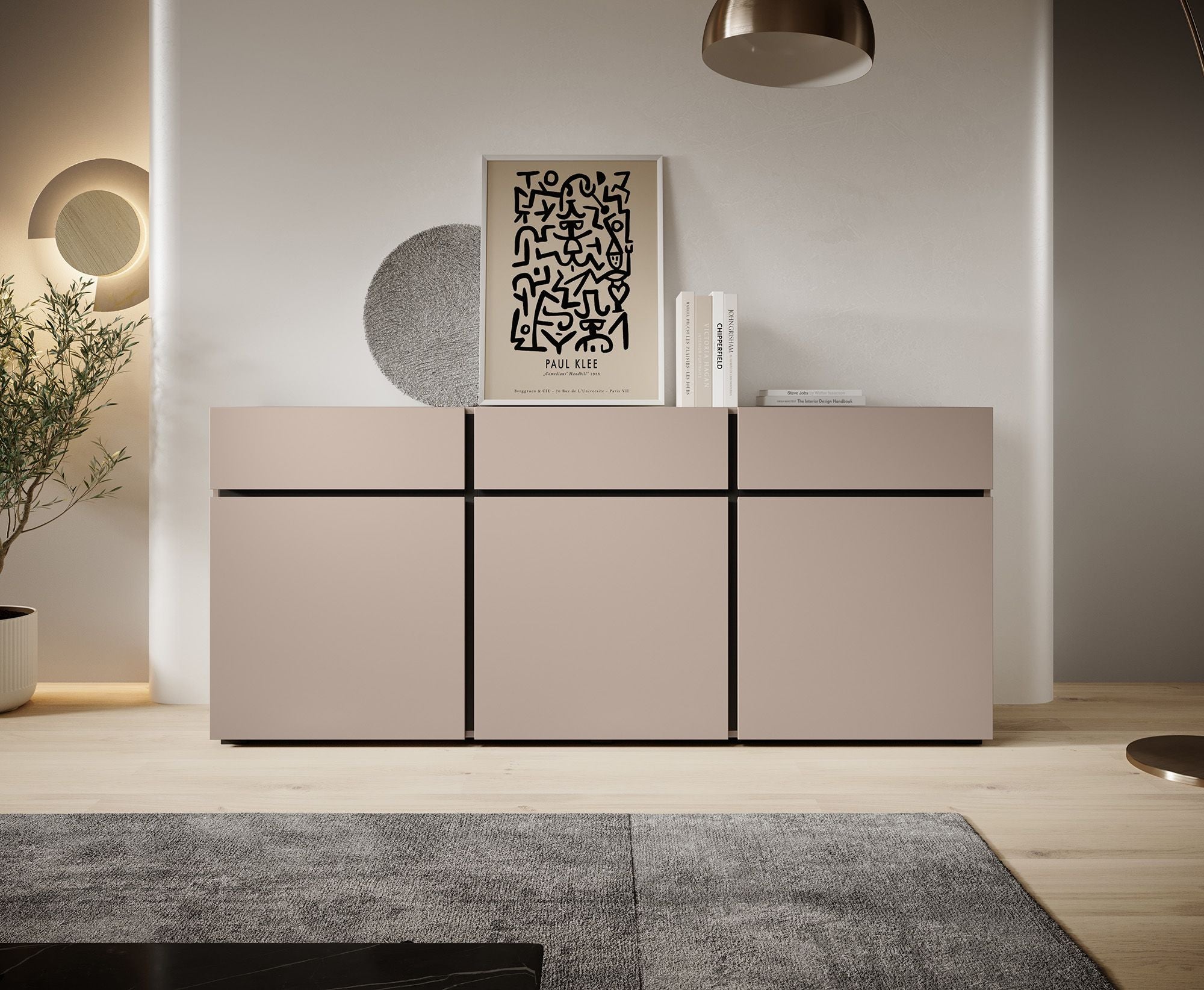 Cainan - Dressoir - Beige/zwart - 180x40x78 cm