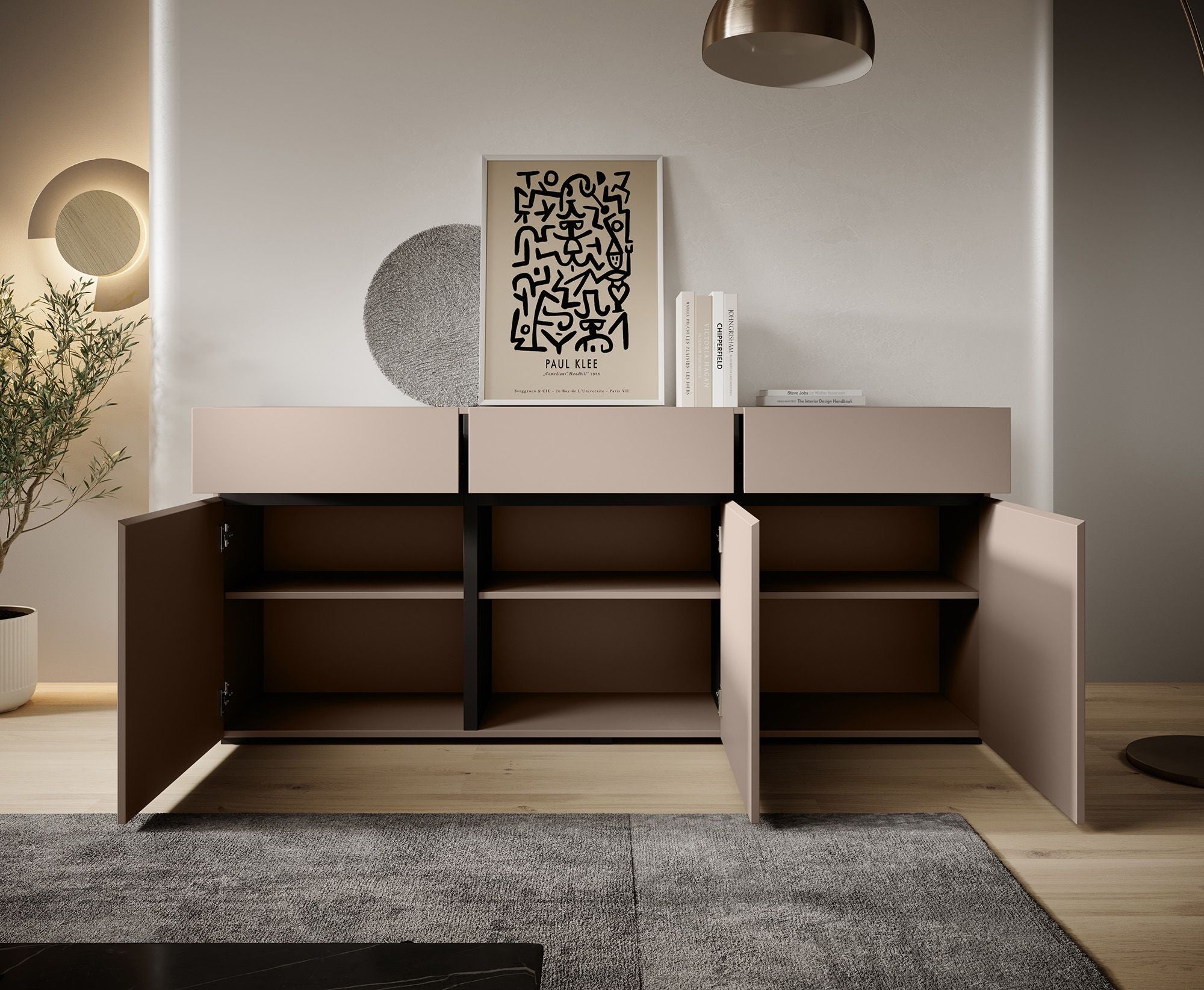 Cainan - Dressoir - Beige/zwart - 180x40x78 cm