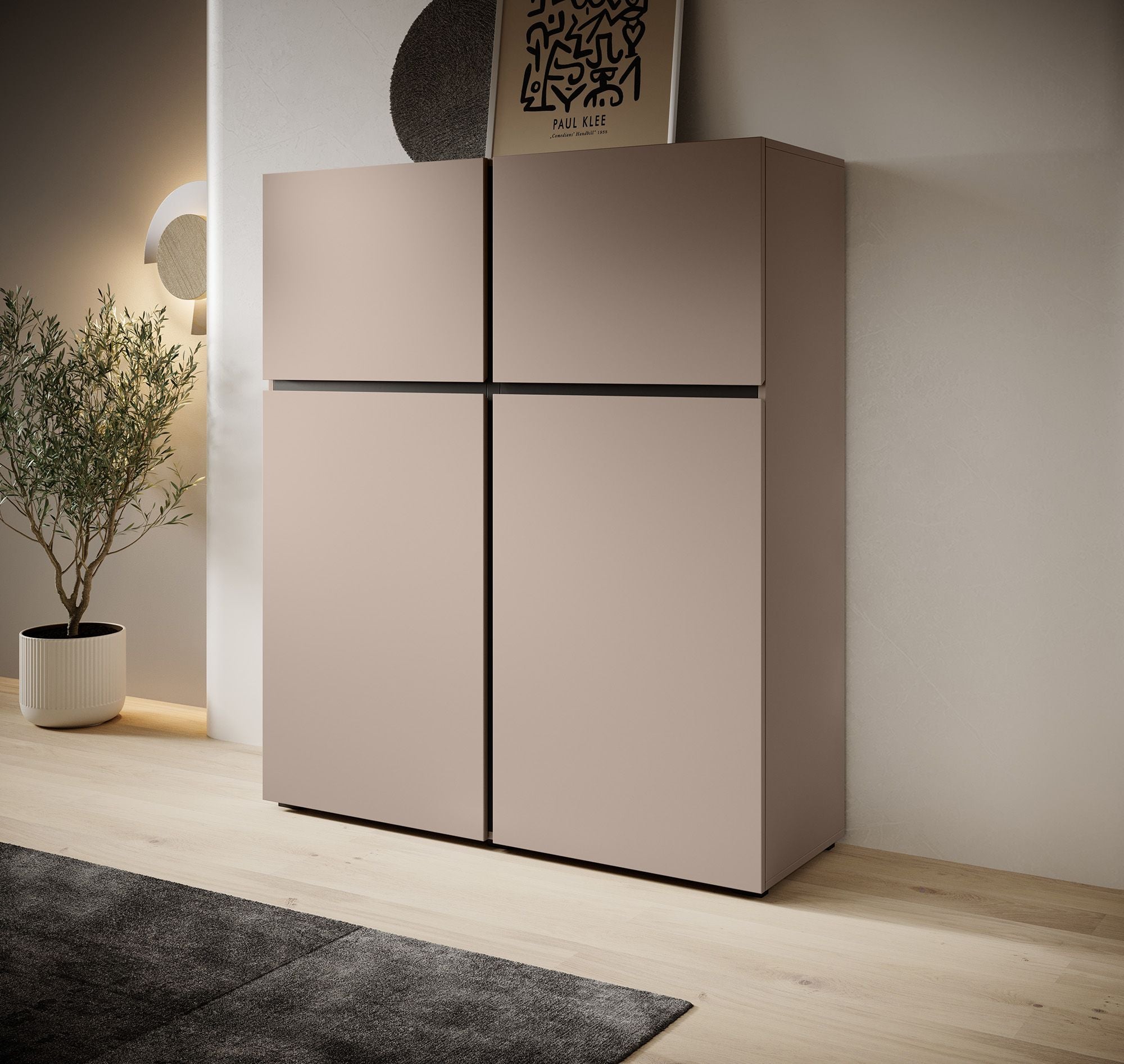 Cainan - Dressoir - Beige/zwart - 119x40x139 cm