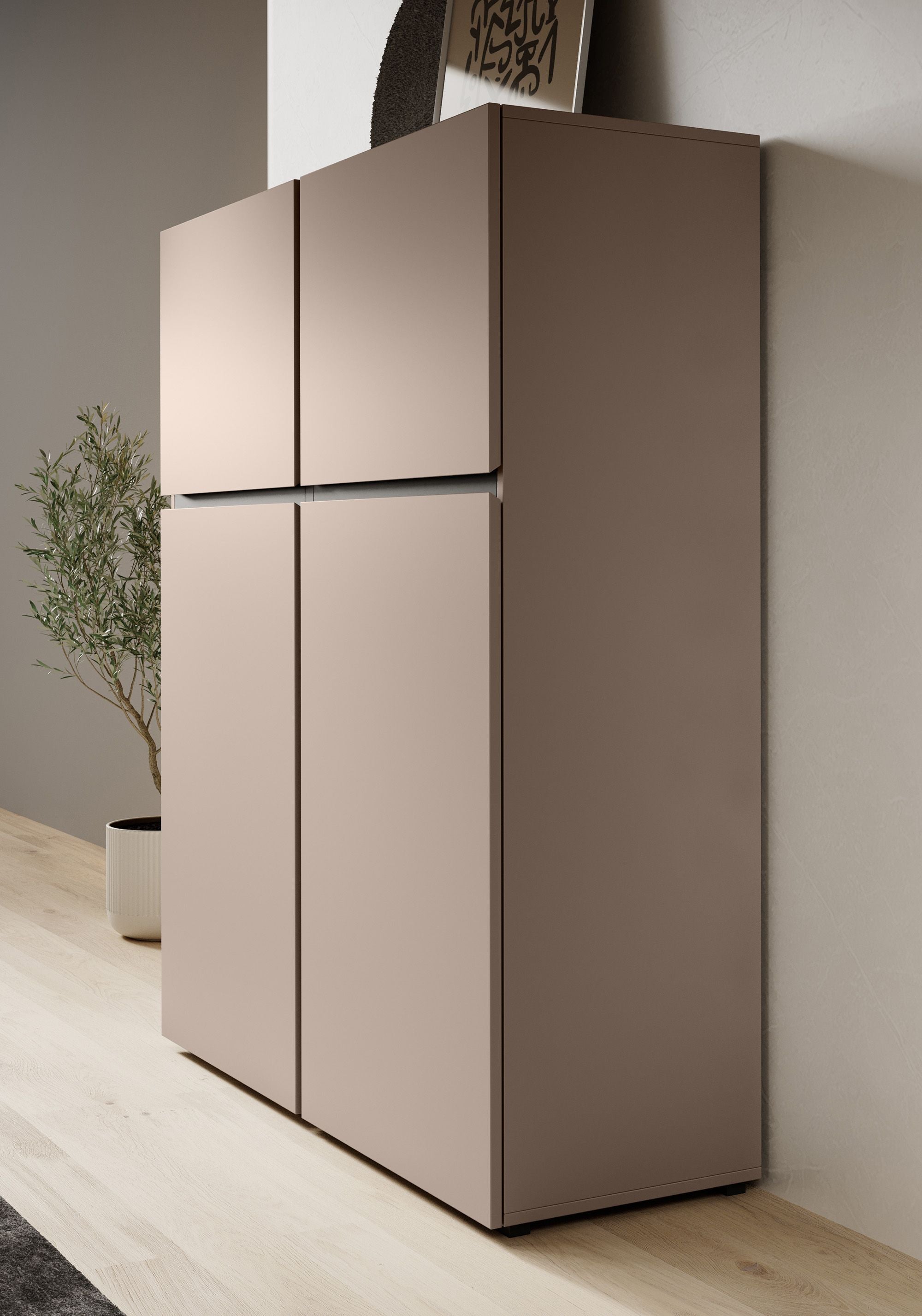 Cainan - Dressoir - Beige/zwart - 119x40x139 cm