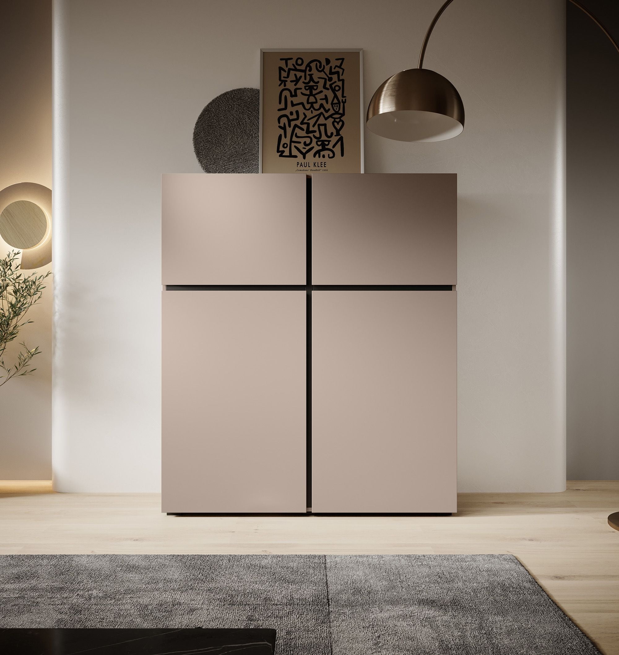 Cainan - Dressoir - Beige/zwart - 119x40x139 cm