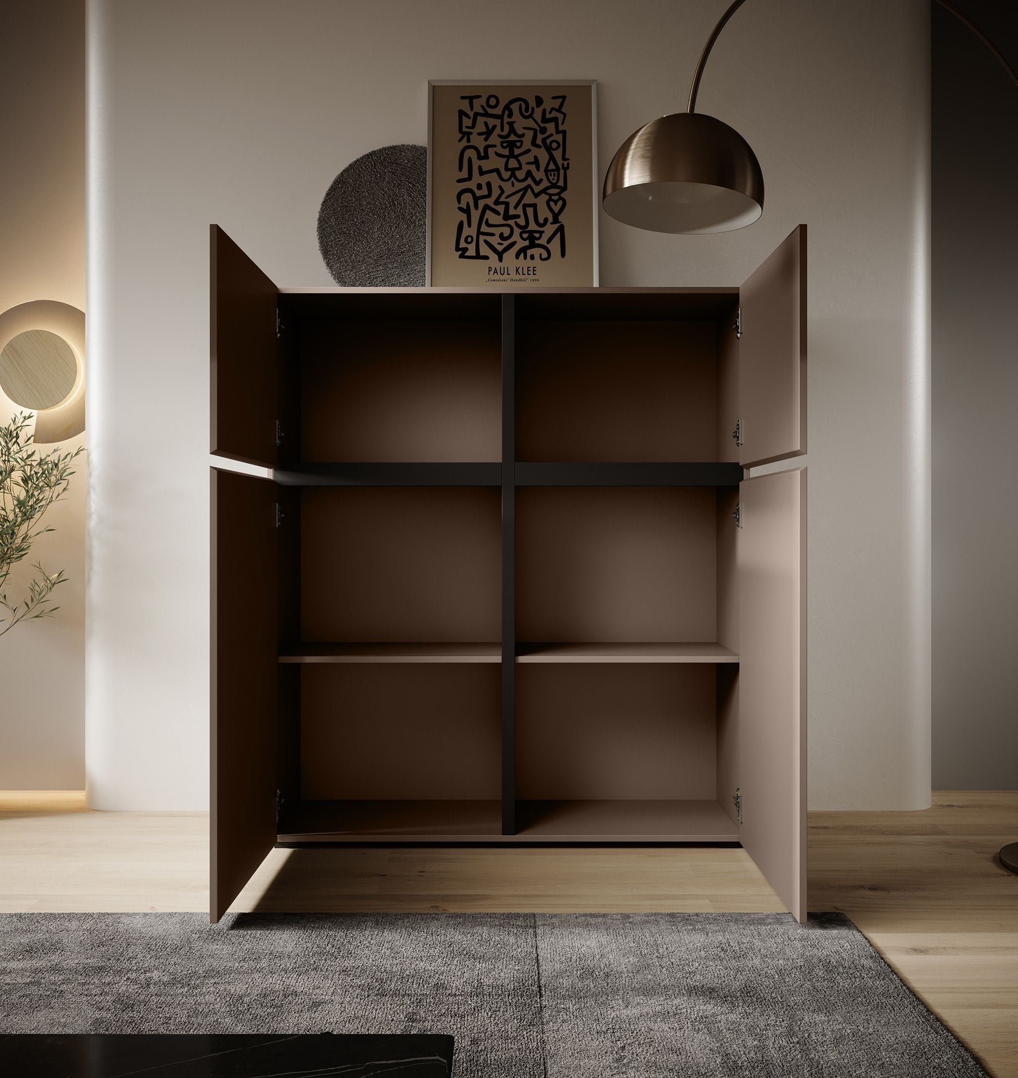 Cainan - Dressoir - Beige/zwart - 119x40x139 cm