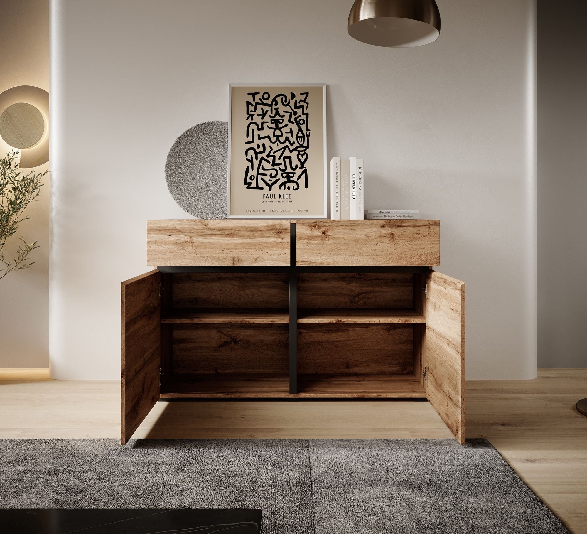 Cainan - Dressoir - Eiken/zwart - 119x40x78 cm