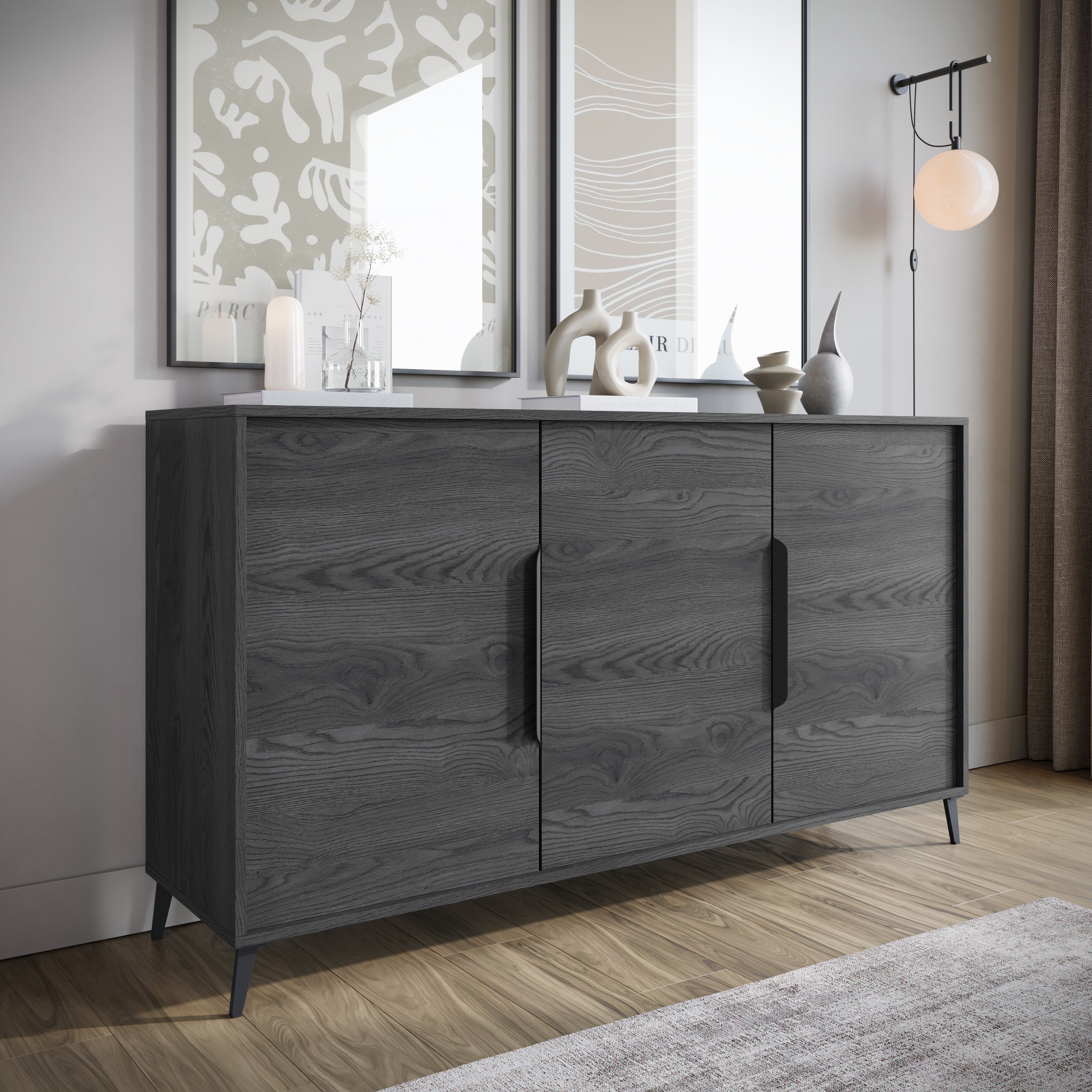 Elora - Dressoir - Grijs eiken - 150x40x84 cm