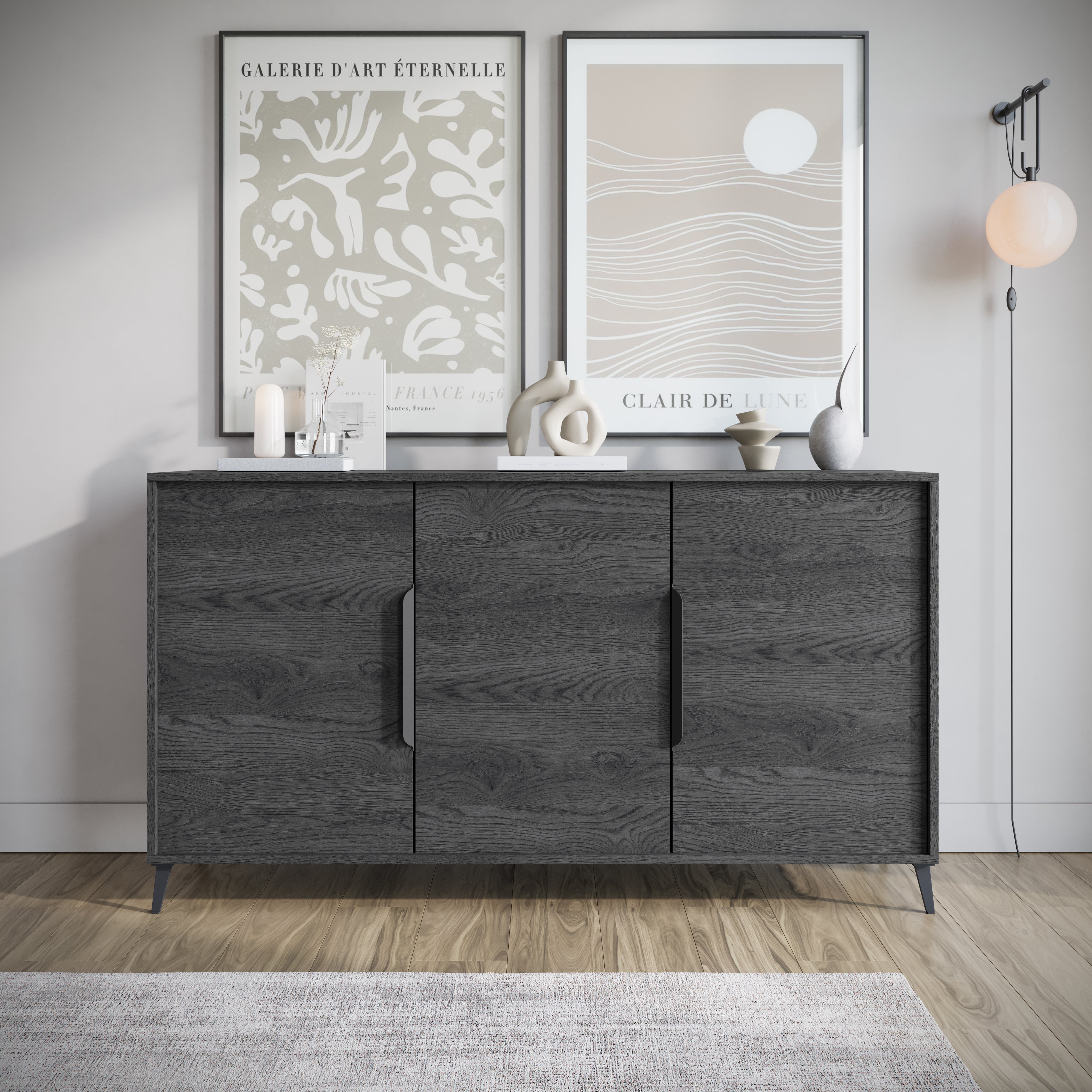 Elora - Dressoir - Grijs eiken - 150x40x84 cm