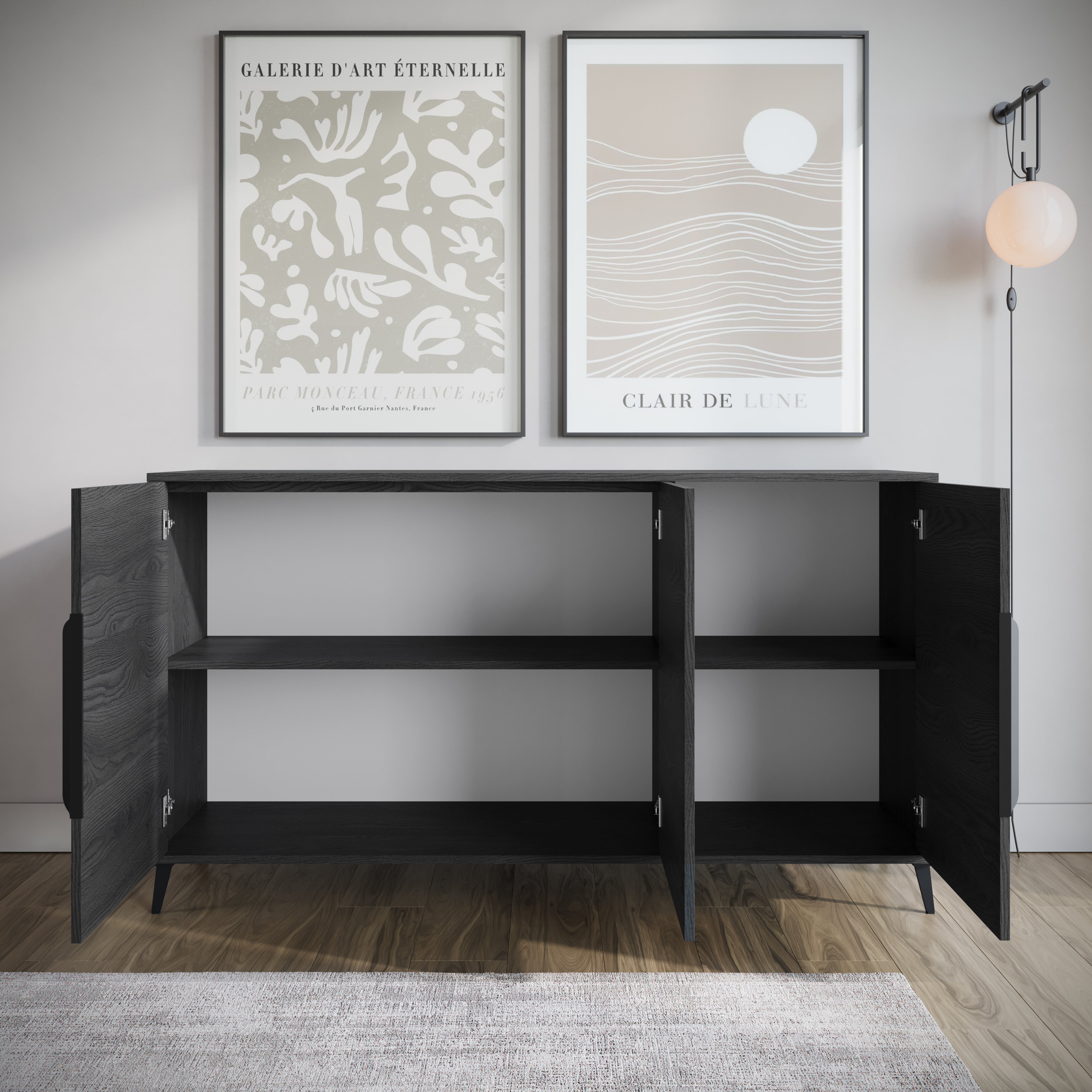 Elora - Dressoir - Grijs eiken - 150x40x84 cm
