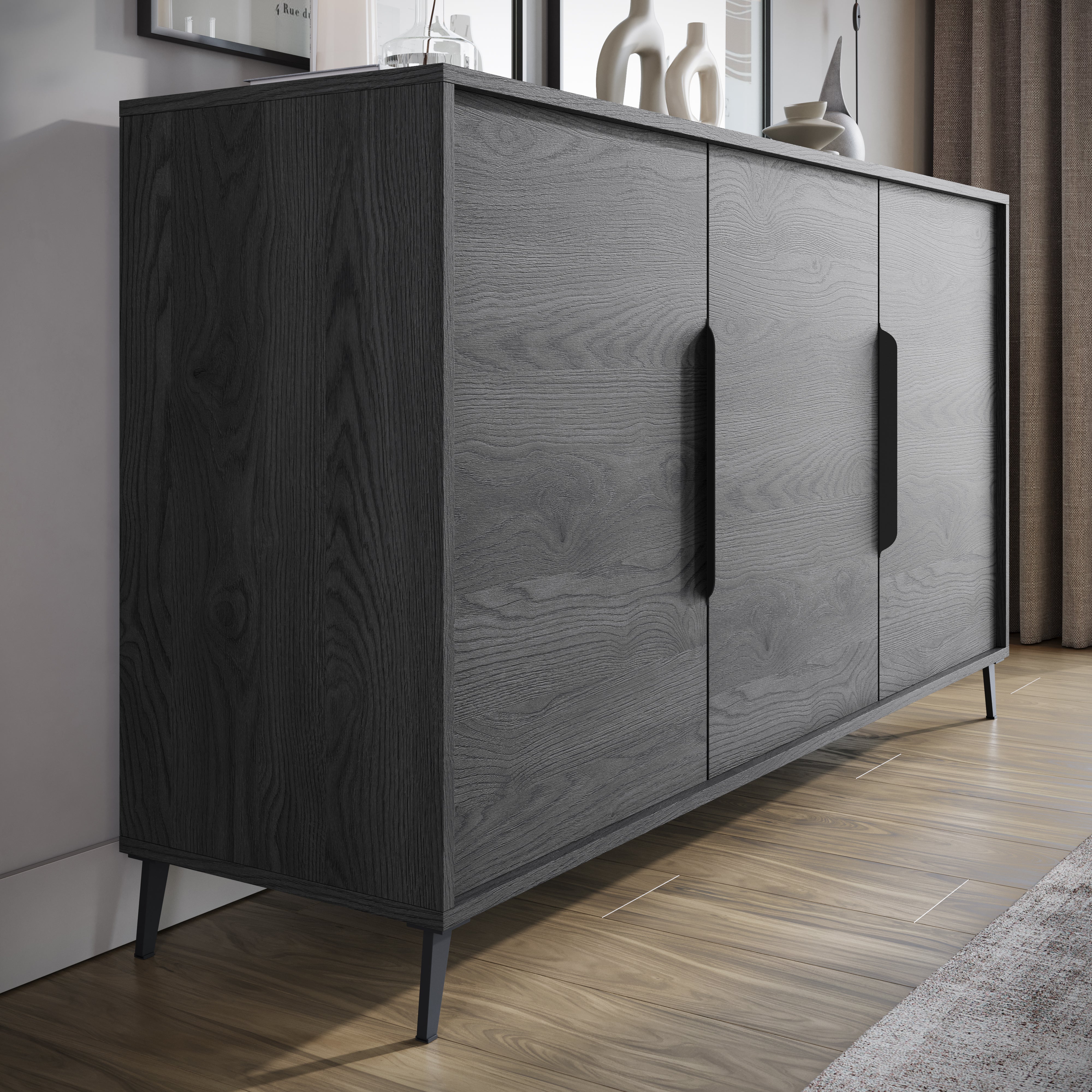 Elora - Dressoir - Grijs eiken - 150x40x84 cm